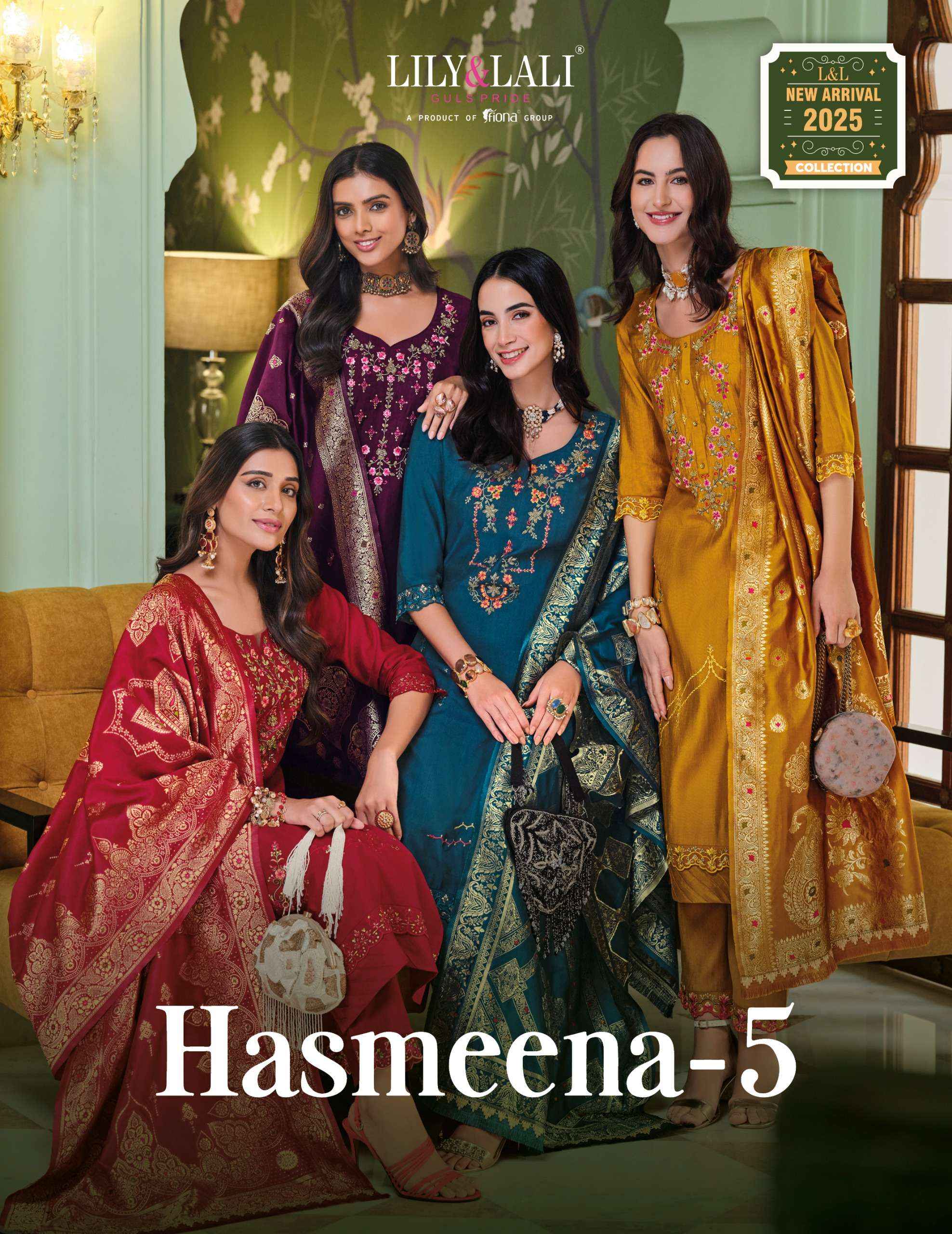 LILY AND LALI HASMEENA VOL 5 VISCOSE DESIGNER WORK LADIES READYMADE SUIT WHOLESALE PRICE ( 6 PCS CATALOG ) 