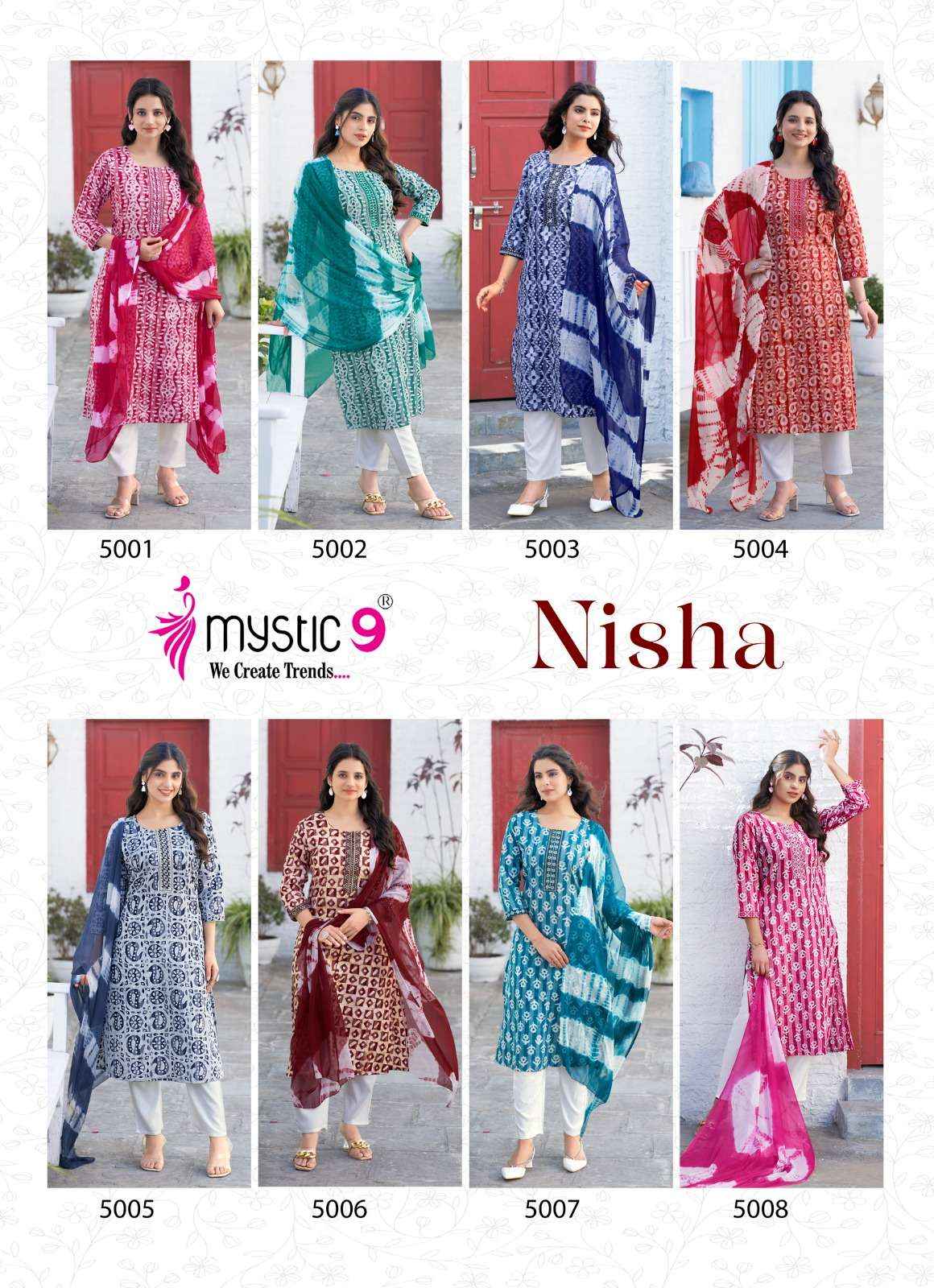 MYSTIC 9 NISHA VOL 4 COTTON BATIK PRINT FANCY KURTI SET WHOLESALE PRICE ( 8 PCS CATALOG )