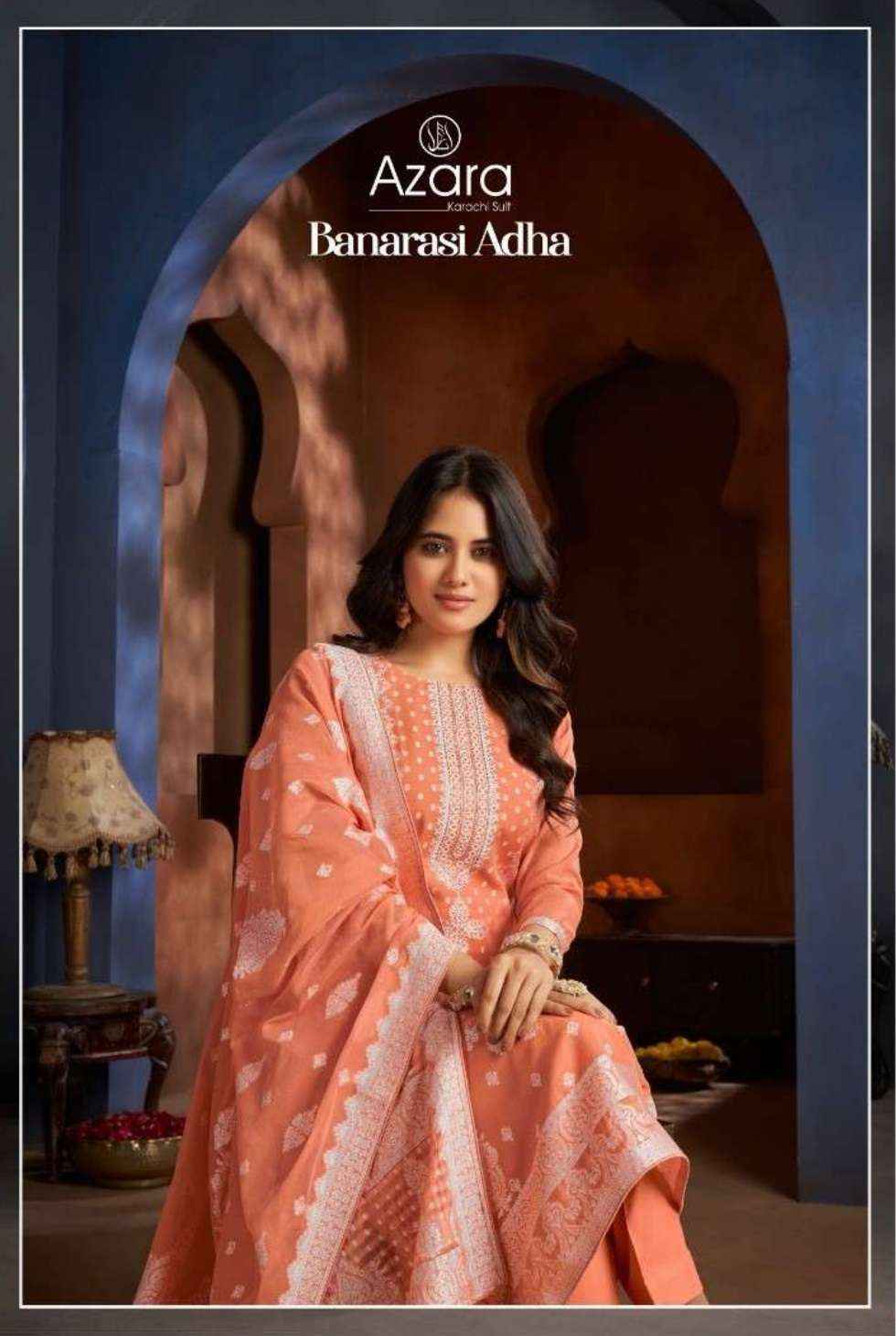 Radhika Fashion Azara Banarasi Adha Cotton Jacquard Salwar Kameez Wholesale Price ( 6 Pcs Catalog )