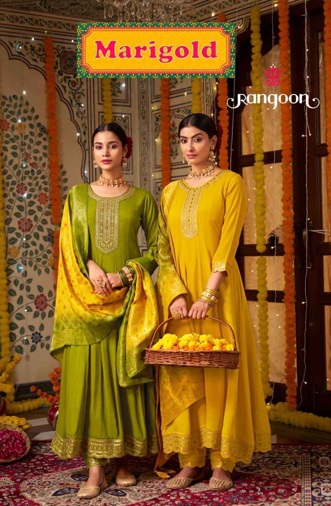 Rangoon Merigold Wholesale Silk Readymade Designer Suits ( 2 Pcs Catalouge )