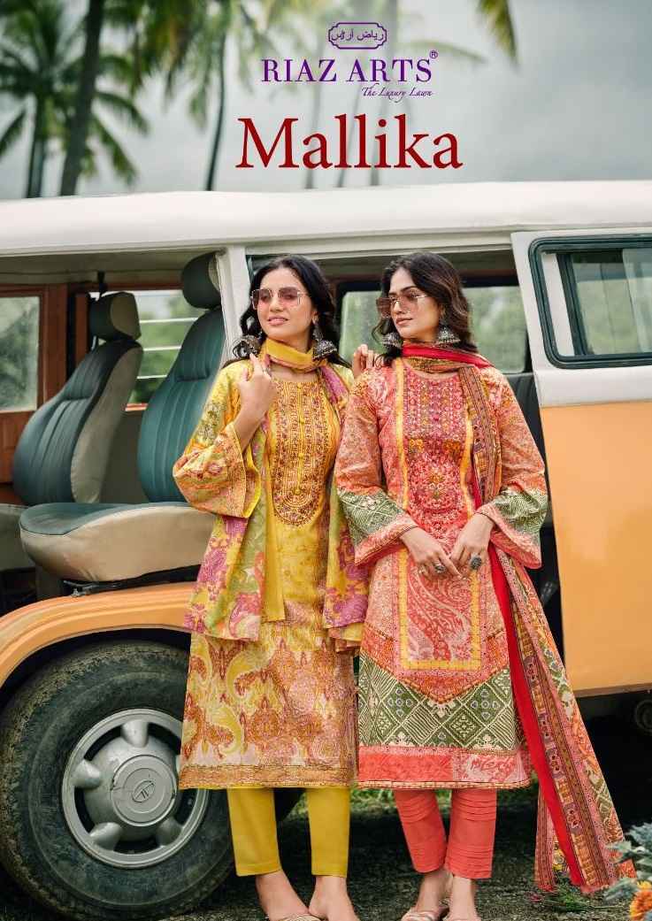 Riaz Arts Mallika Karachi Lawn Suits Online shopping ( 8 pcs Catalogue )