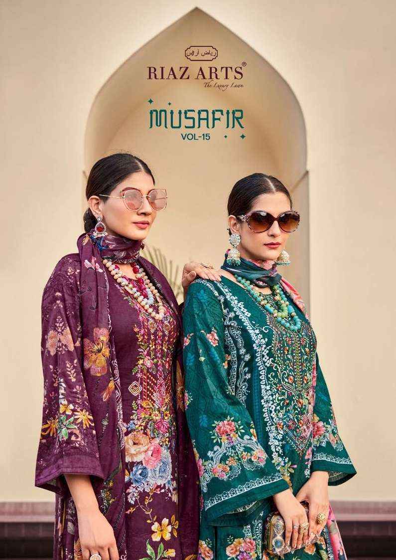 Riaz Arts Musafir Vol 15 Suits Wholesale Lawn Cotton Pakistani Suits ( 8 pcs Catalogue )