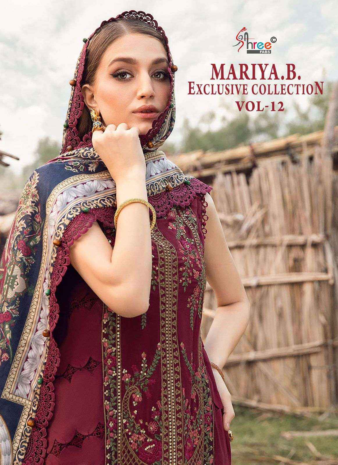 SHREE FABS MARIA B EXCLUSIVE COLLECTION VOL 12 RAYON DRESS MATERIAL ( 6 PCS CATALOG )