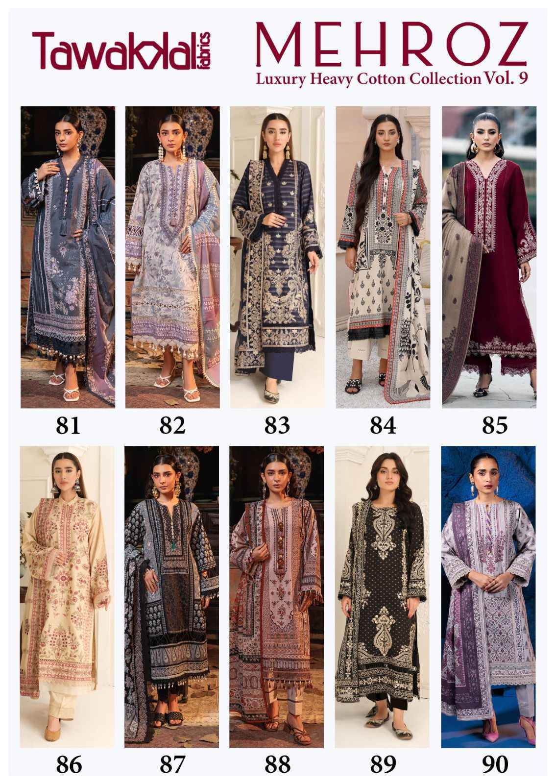 Tawakkal Mehroz Vol 9 Wholesale Cotton Pakistani Suits (10 pcs Catalogue )