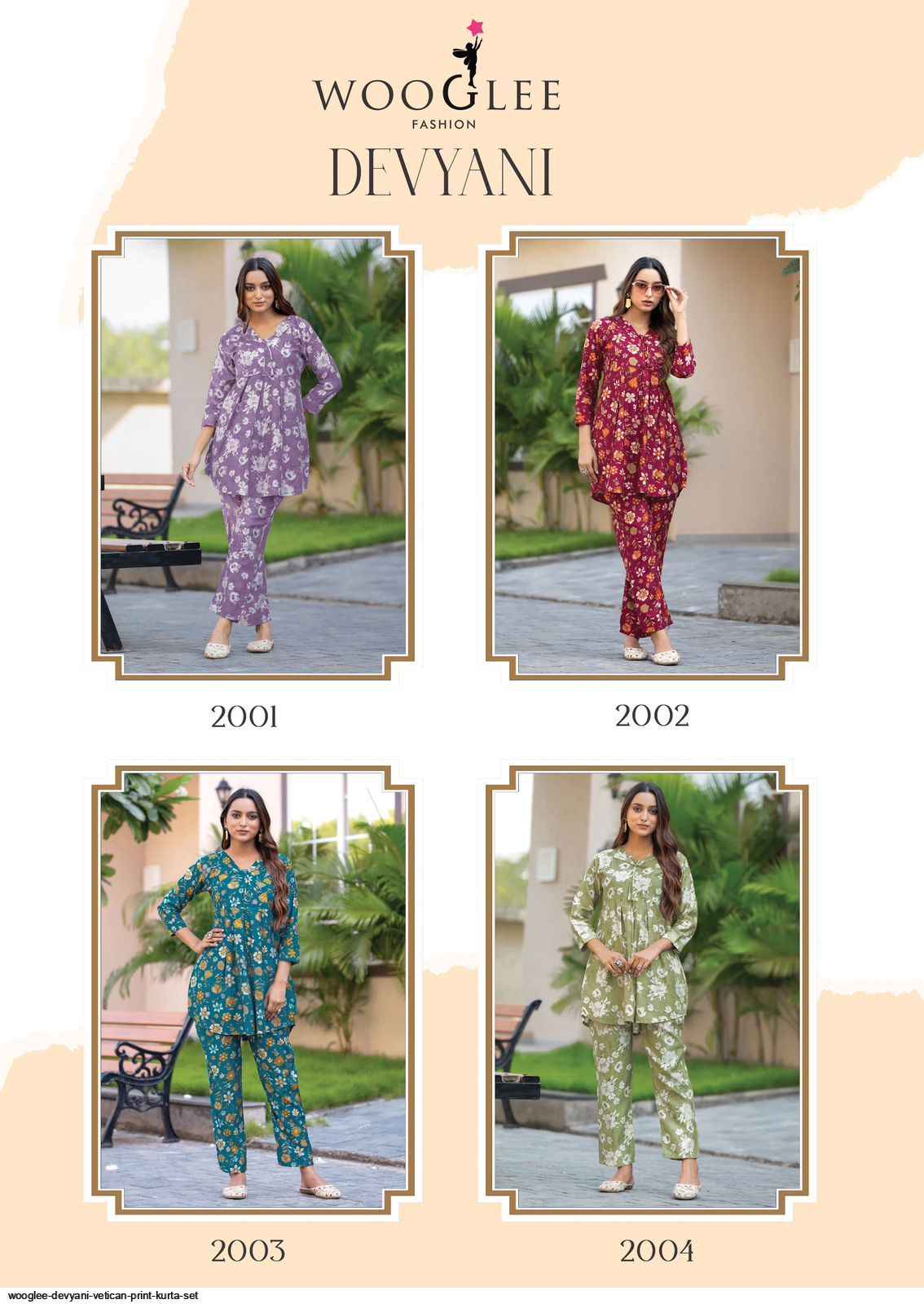 WOOGLEE DEVYANI VETICAN Co-ord Sets ( 4 PCS CATALOG )