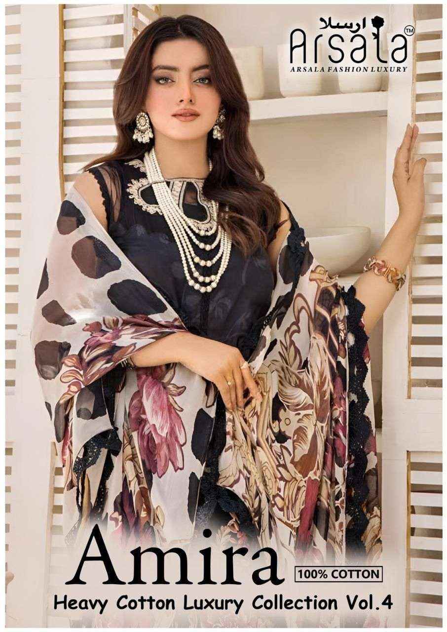 ARSALA FASHION AMIRA VOL 4 LAWN COTTON PAKISTANI SUITS ( 6 PCS CATALOGUE )