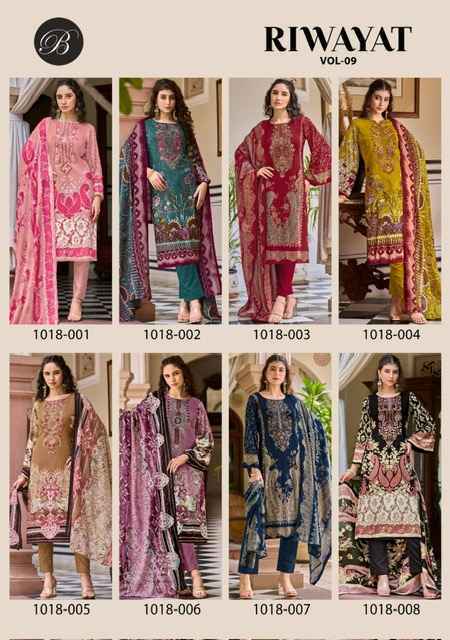 Belliza Riwayat Vol 9 Viscose Rayon Salwar Kameez Wholesale Price ( 8 Pcs Catalog )