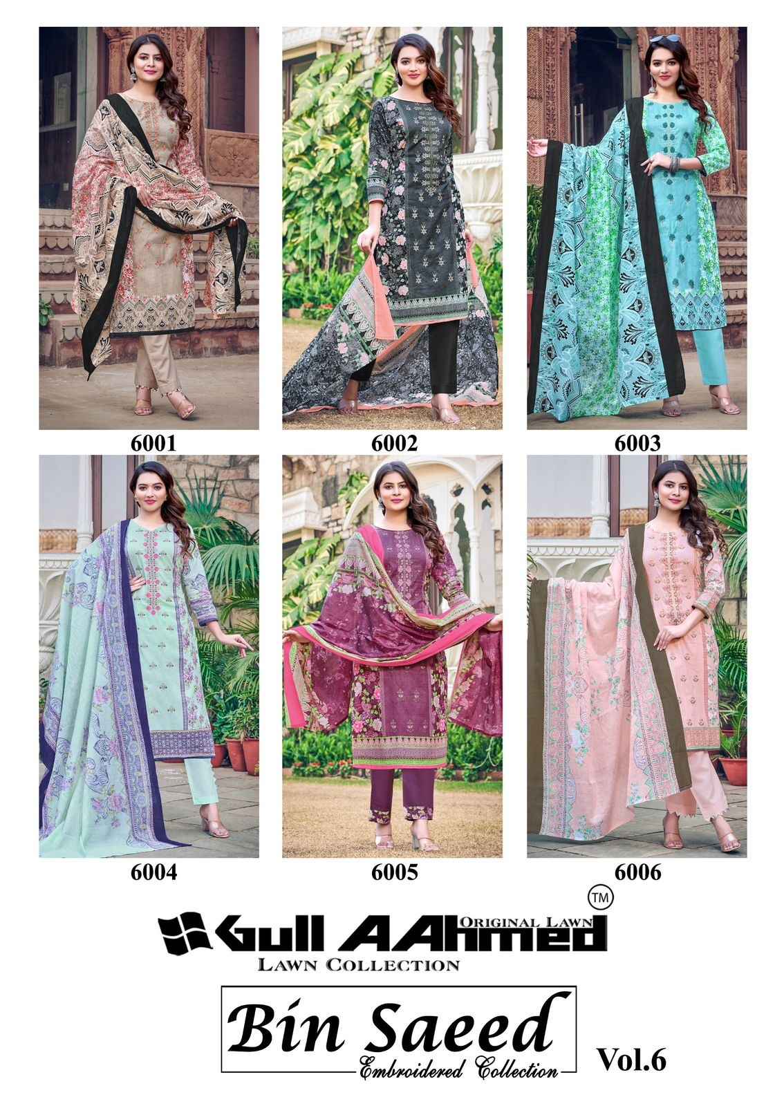 Gull Ahmed Bin Saeed Vol 6 Wholesale Cambric Cotton Dress Material ( 6 Pcs Catalogue )