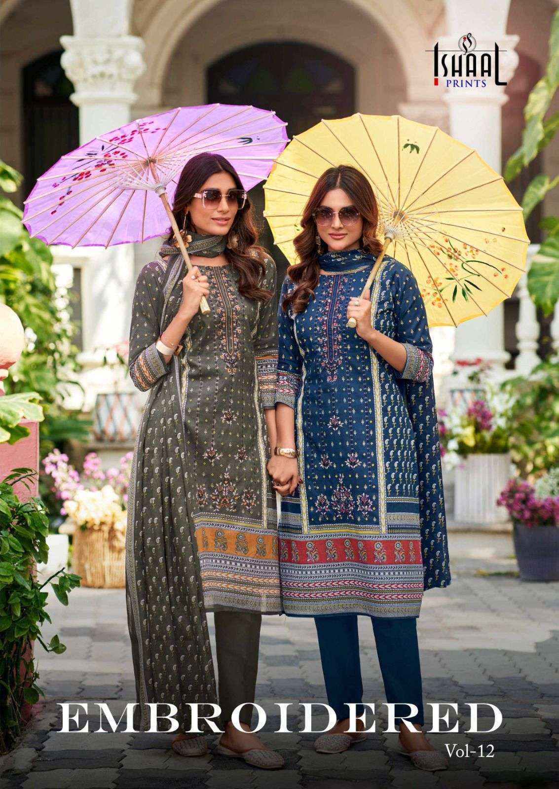 Ishaal Embroidered Vol 12 Pure Lawn With Self Embroidered Suits ( 10 Pcs Catalogue )