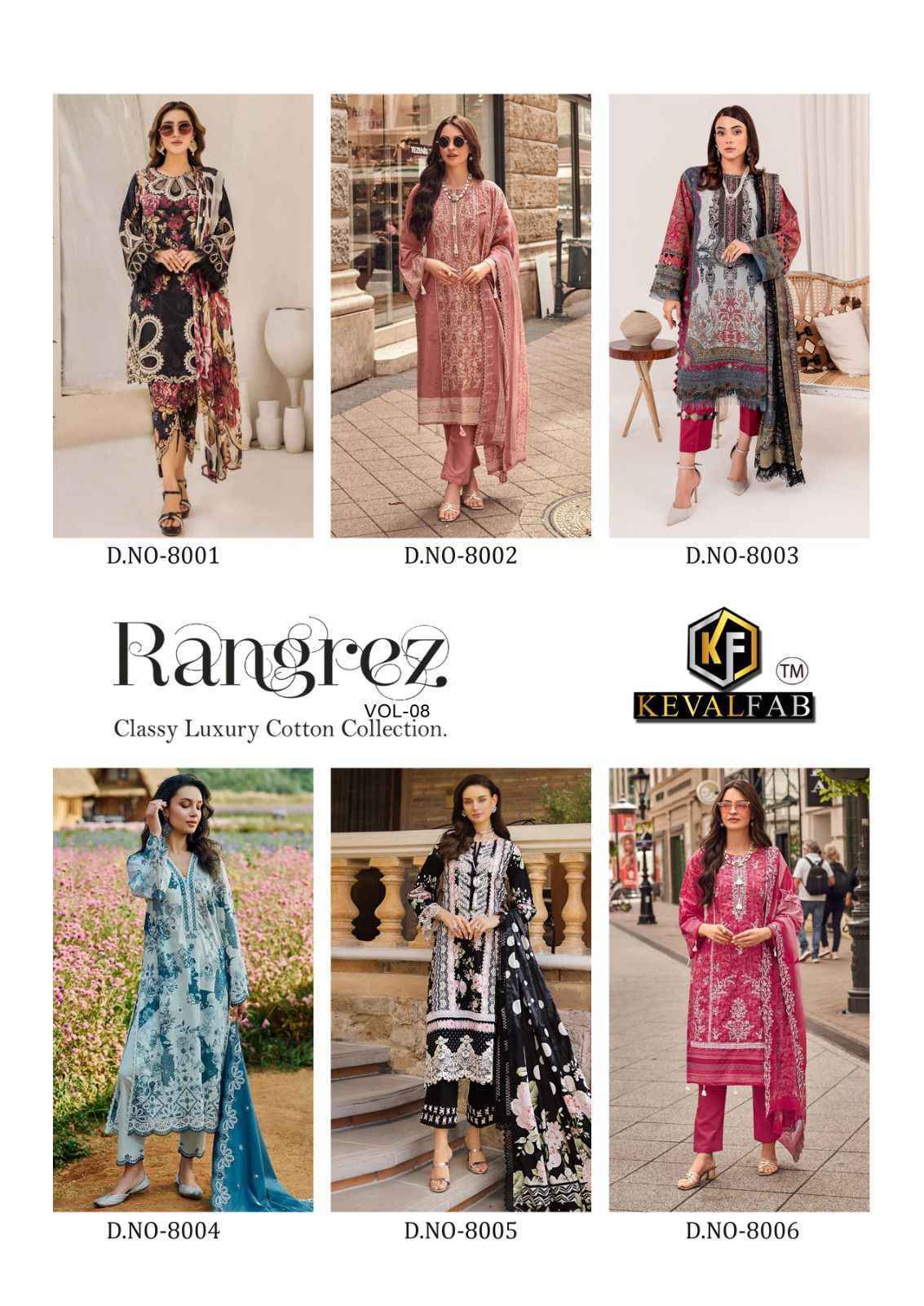 Keval Fab Rangrez Vol 8 Cotton Pakistani Salwar Kameez ( 6 pcs Catalogue )