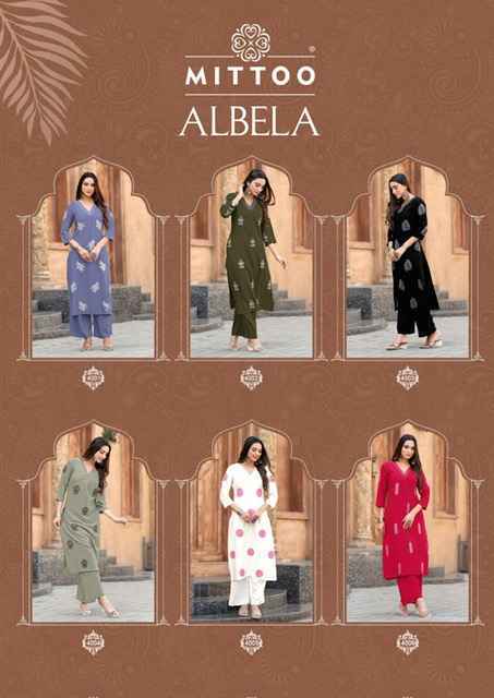 Mittoo Fashion Albela Wholesale Rayon Kurti With Bottom ( 6 pcs Catalogue )