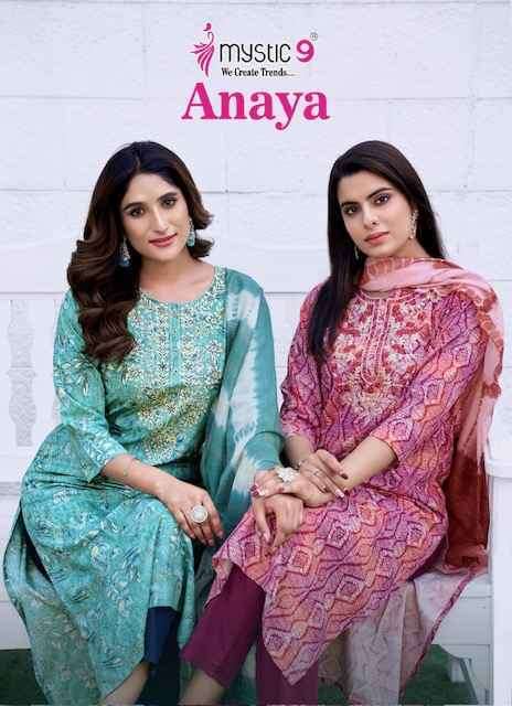 Mystic 9 Anaya Vol 1 Rayon Foil Printed Kurti Bottom With Dupatta S