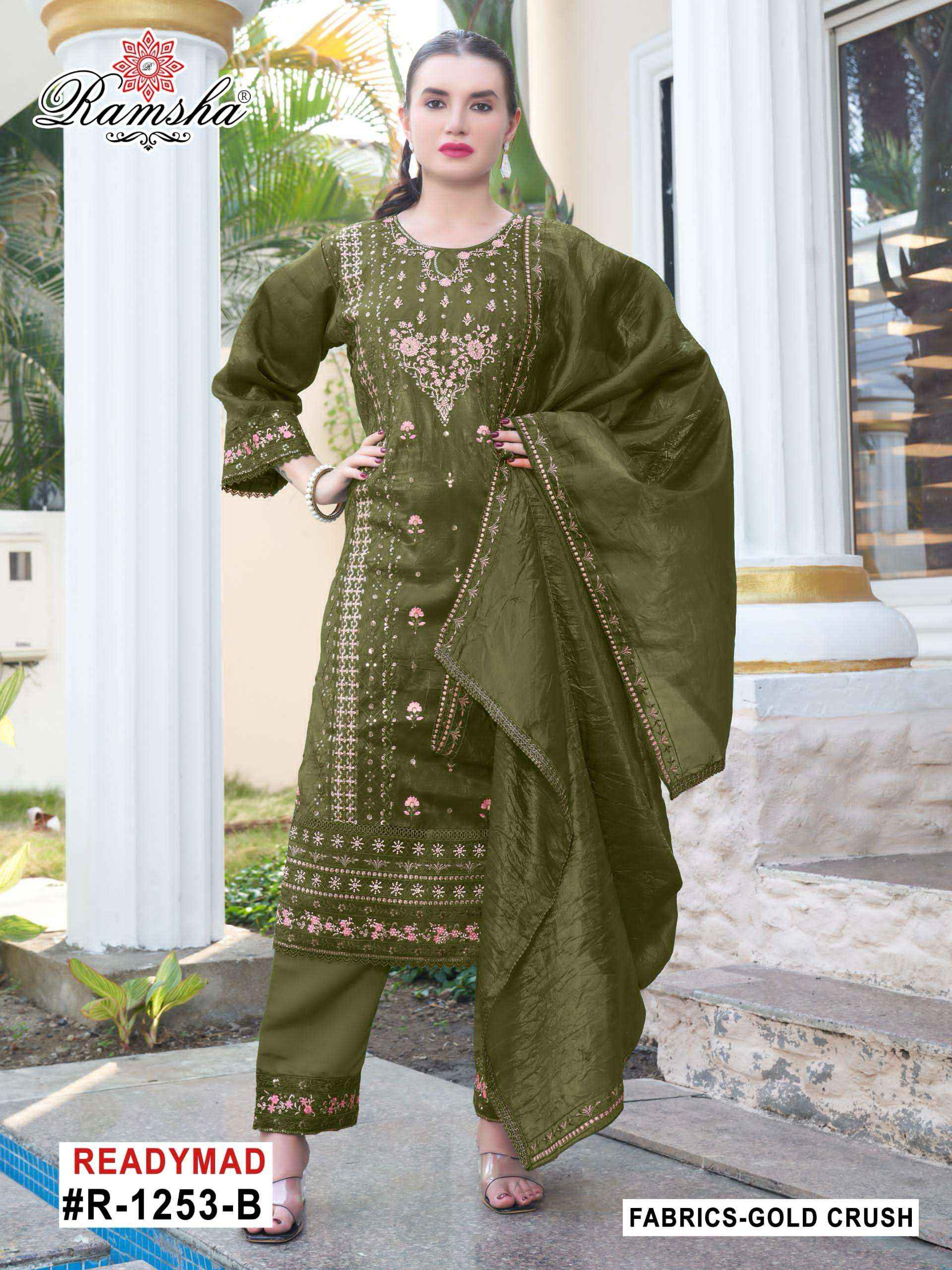 Ramsha R 1253 Nx Gold Crush Wholesale Ready Made Suits Collection ( 4 pcs catalog )