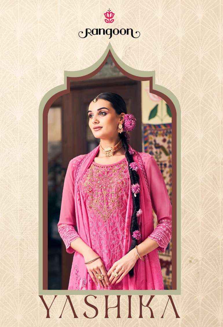 RANGOON YASHIKA GEORGETTE FANCY EMBROIDERY READYMADE SUIT WHOLESALE PRICE ( 4 PCS CATALOG )