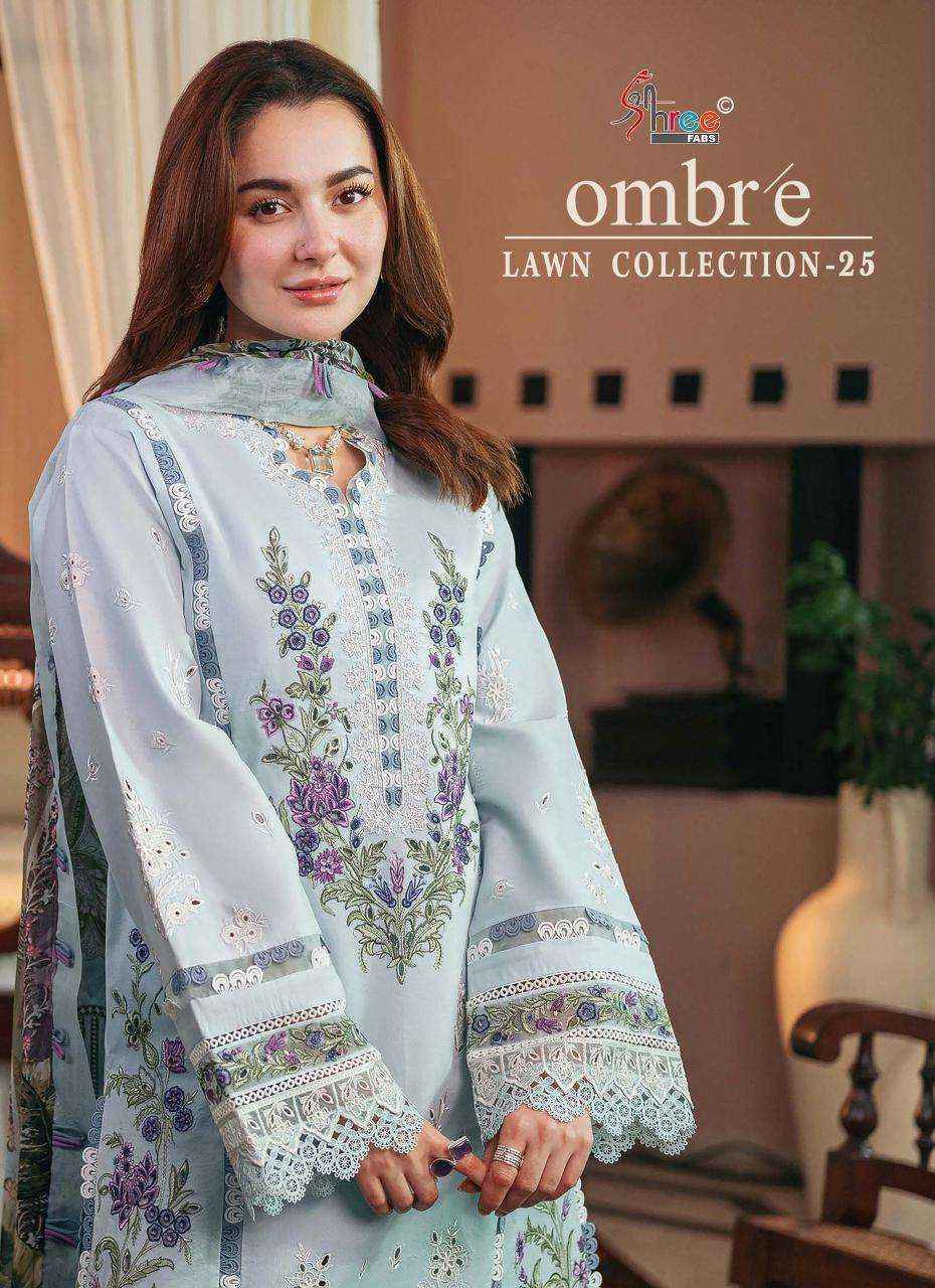 Shree Fabs Ombre Lawn Collection 25 pakistani Suits ( 6 pcs Catalogue )