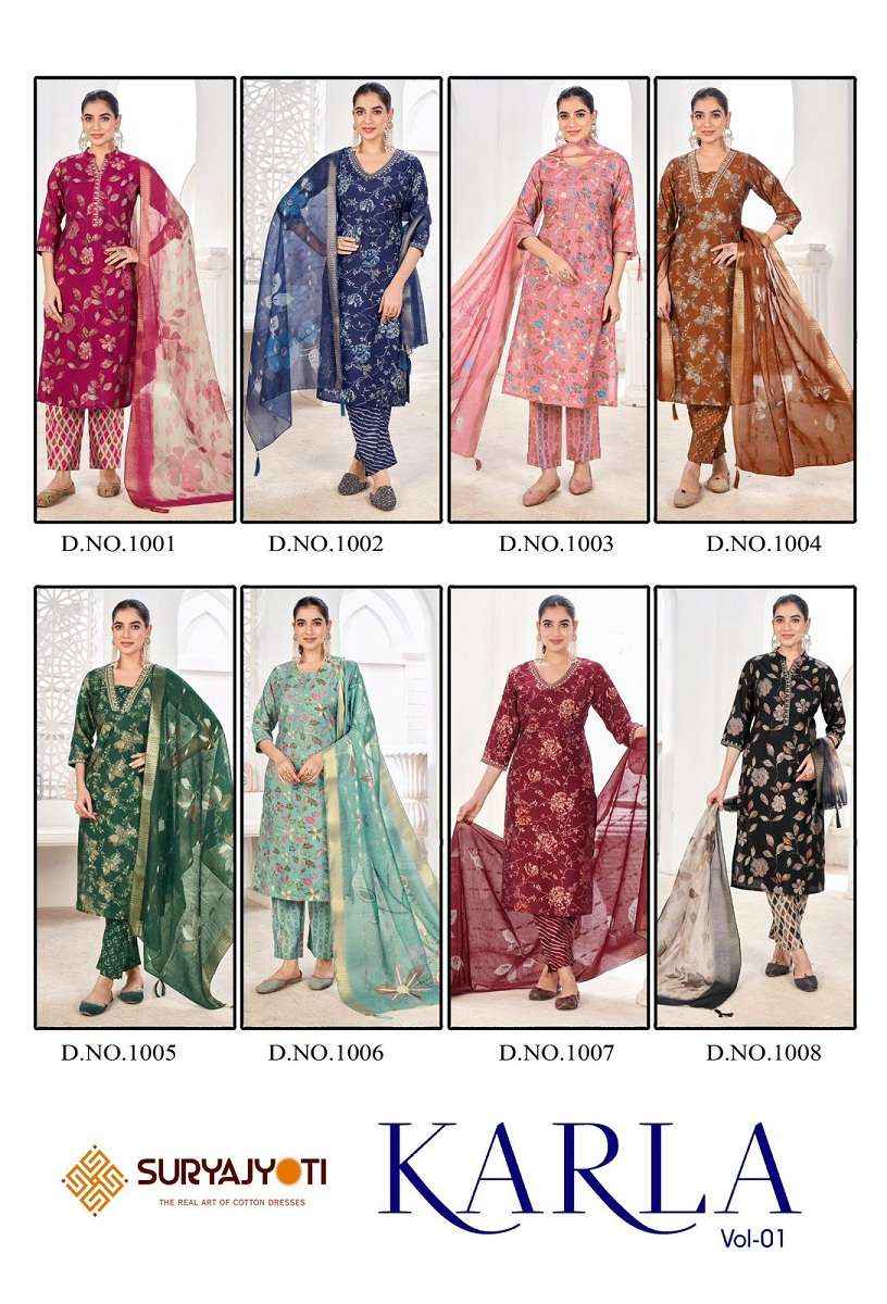 Suryajyoti Karla Vol 1 Wholesale Pure Modal Readymade Suits ( 8 Pcs Catalogue )