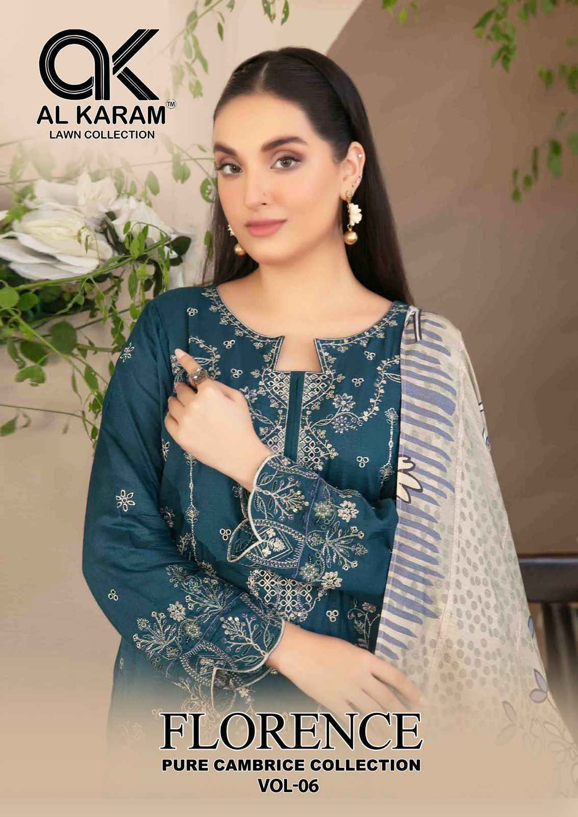Al Karam Florence Vol-6 Cambric Cotton Dress Material Wholesale Price ( 6 pcs Catalogue )