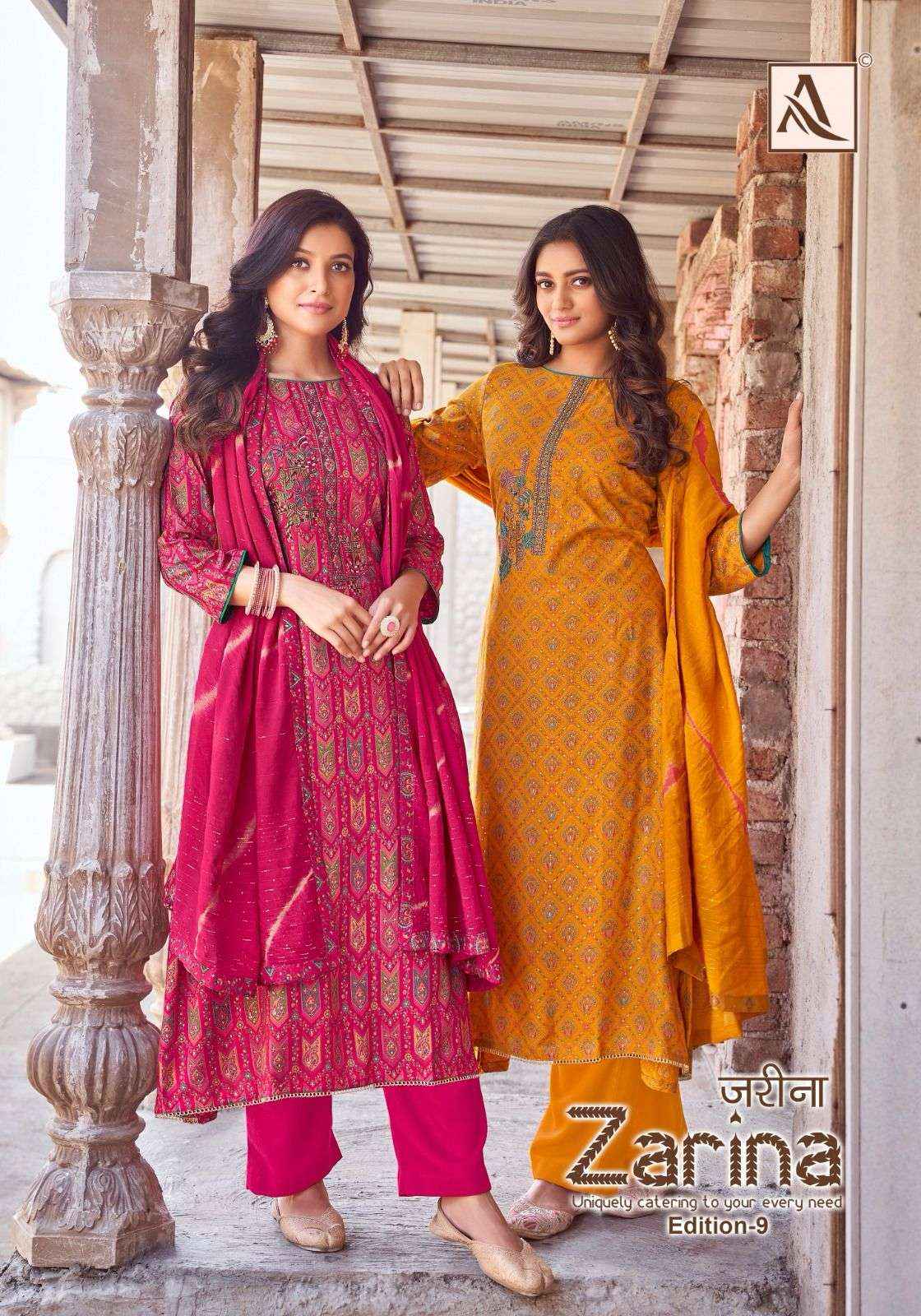 Alok Suit Zarina Edition 9 Designer Print Fancy Rayon Salwar Kameez Wholesale Price ( 6 Pcs Catalog )