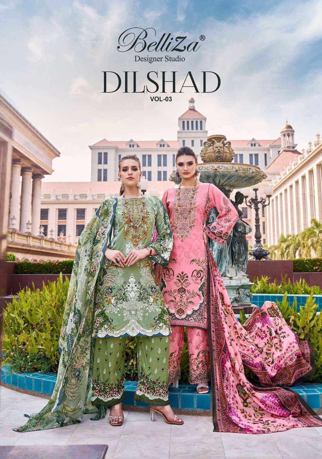 Belliza Designer Dilshad Vol 3 Viscose Rayon Dress Material - Surat Wholesale Market ( 8 pcs Catalogue )
