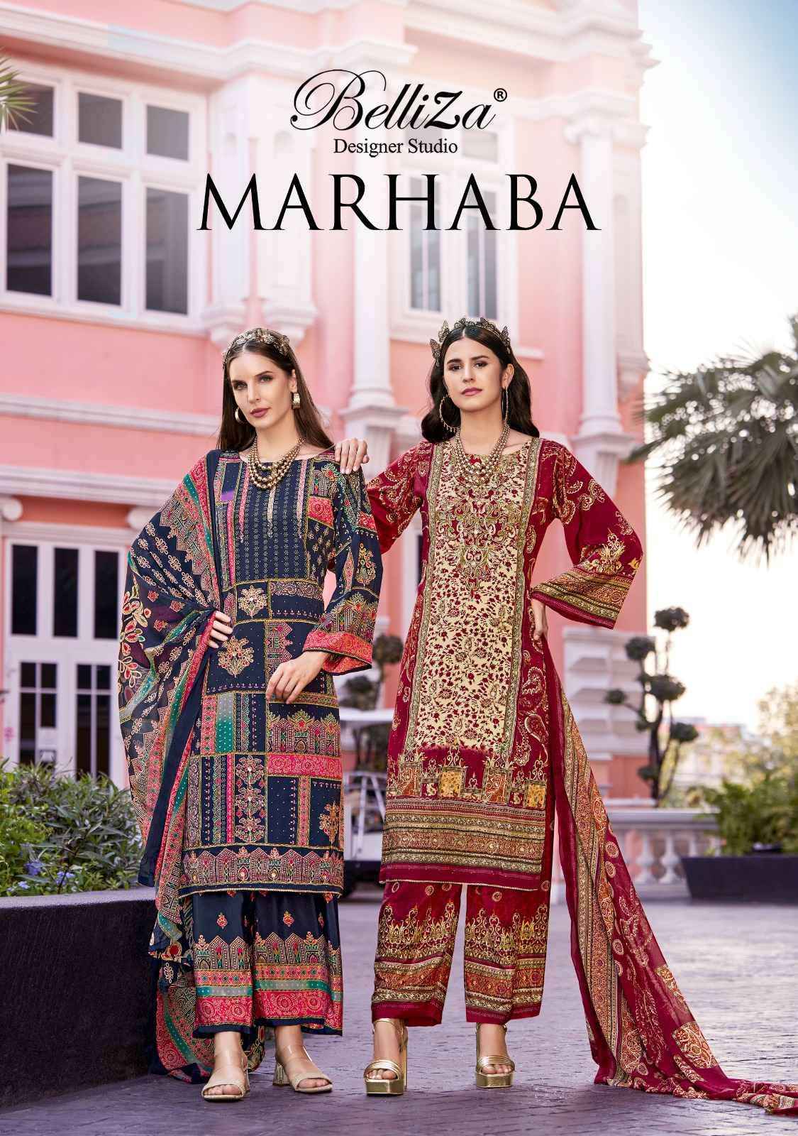 Belliza Marhaba Digital Palazzo Print Crape Dress Material Wholesale Price ( 8 Pcs Catalog )