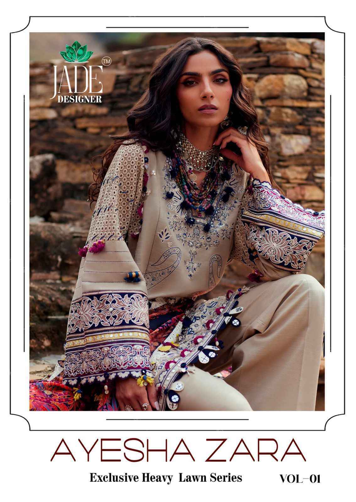 Jade Ayesha Zara Vol 1 Wholesale Pakistani Lawn Cotton Dress Material ( 6 pcs Catalogue )