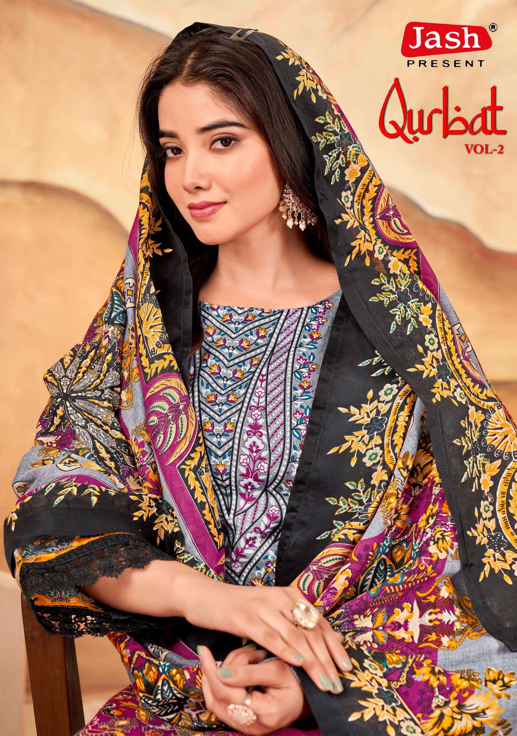 JASH QURBAT VOL 2 COTTON PAKISTANI DRESS MATERIAL ( 8 PCS CATALOGUE )