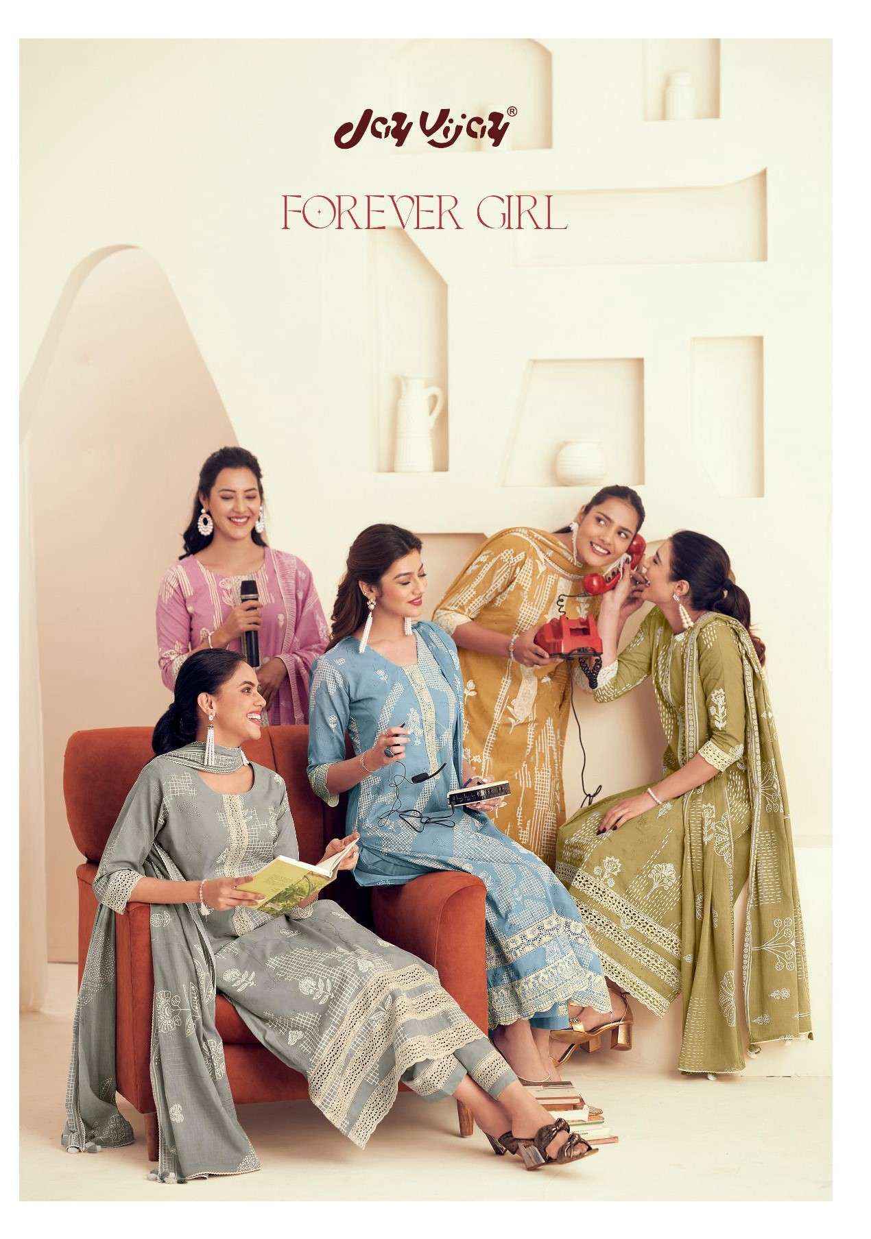 Jay Vijay Forever Girl Ethnic Wear Cotton Salwar Kameez Wholesale Price ( 7 Pcs Catalog )