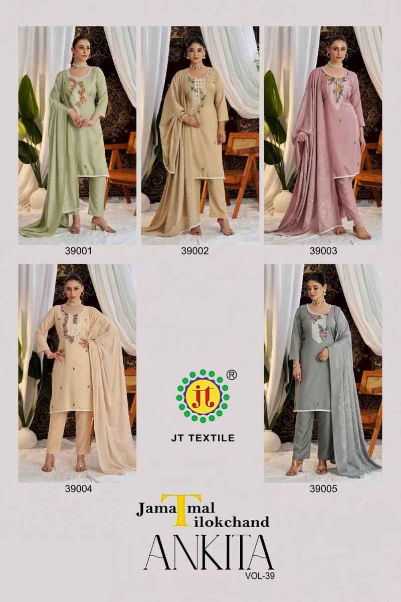 Jt Ankita Vol 39 Rayon Printed Dress Material Collection ( 5 Pcs Catalogue )