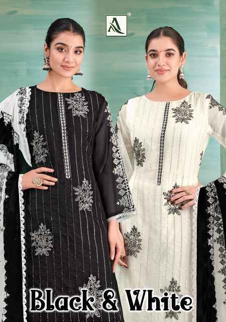 Alok Black & White Organza Dress Material Surat Wholesale ( 2 pcs Catalogue )