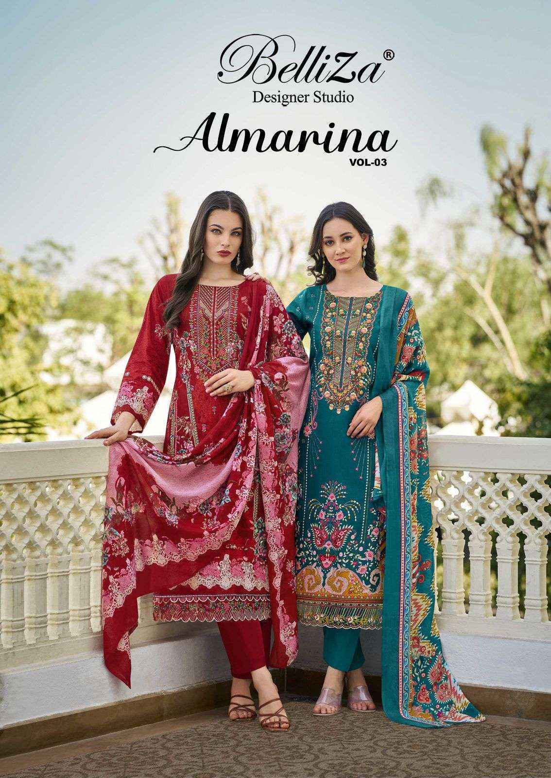 Belliza Designer Almarina Vol 3 Cotton Dress Material New Collection ( 8 pcs Cataloge )