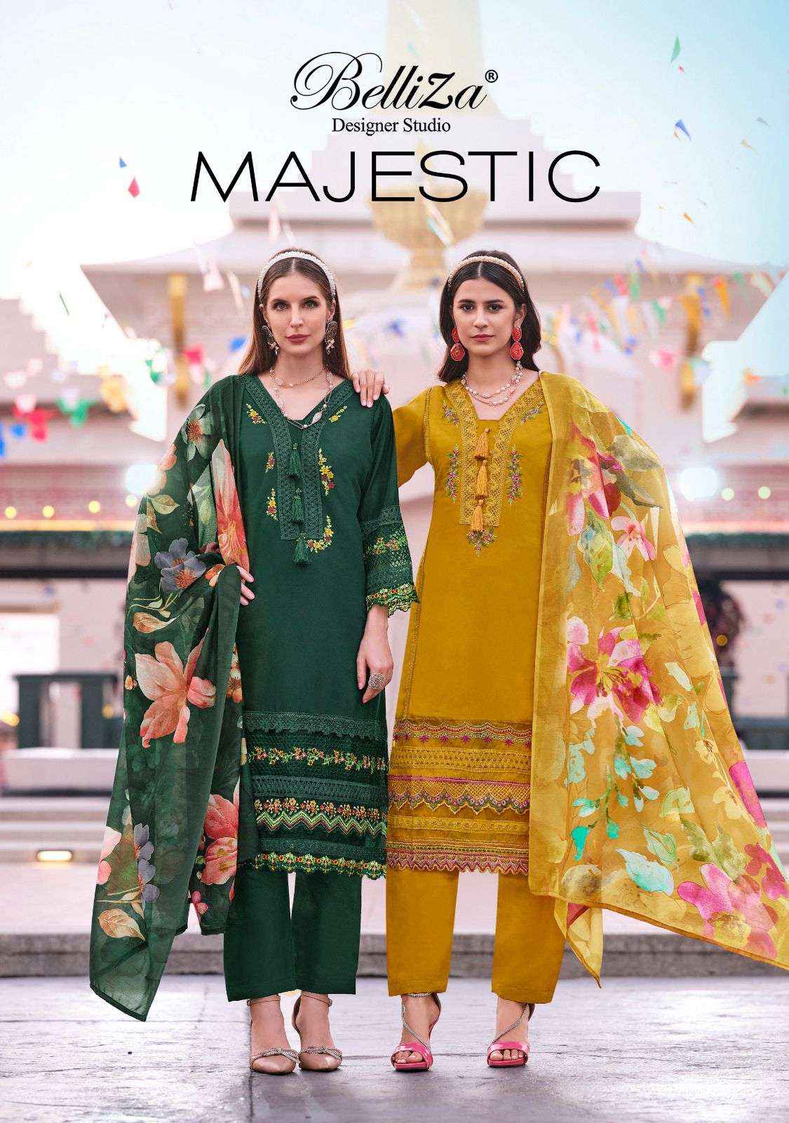 Belliza Designer Majestic Pure Roman Silk Ladies Dress Material ( 6 Pcs Catalogue )