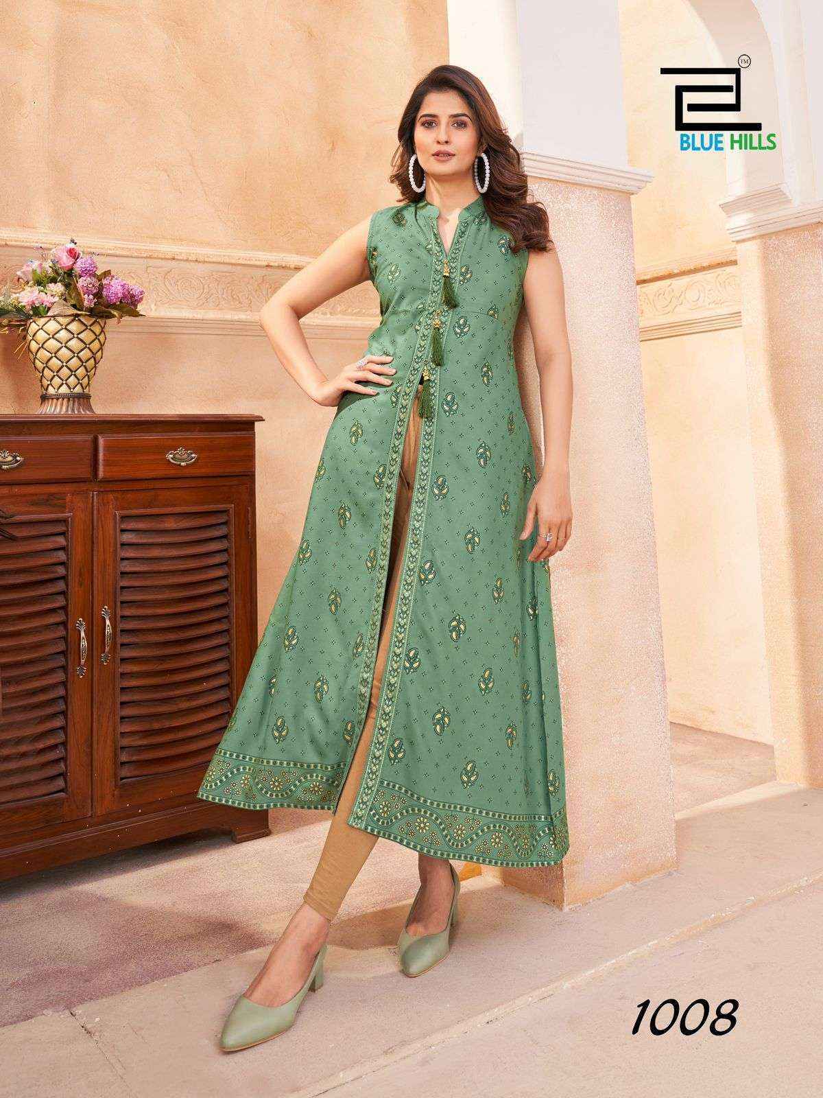 Blue Hills Cat Walk Rayon Kurti Wholesale Rate ( 8 Pcs Catalog )