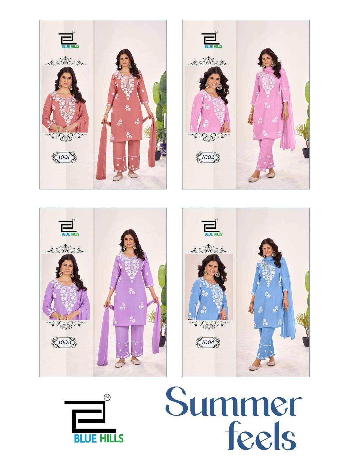 BLUE HILLS SUMMER FEELS RAYON FANCY WORKS LADIES KURTI COMBO SET ( 4 Pcs Catalogue )