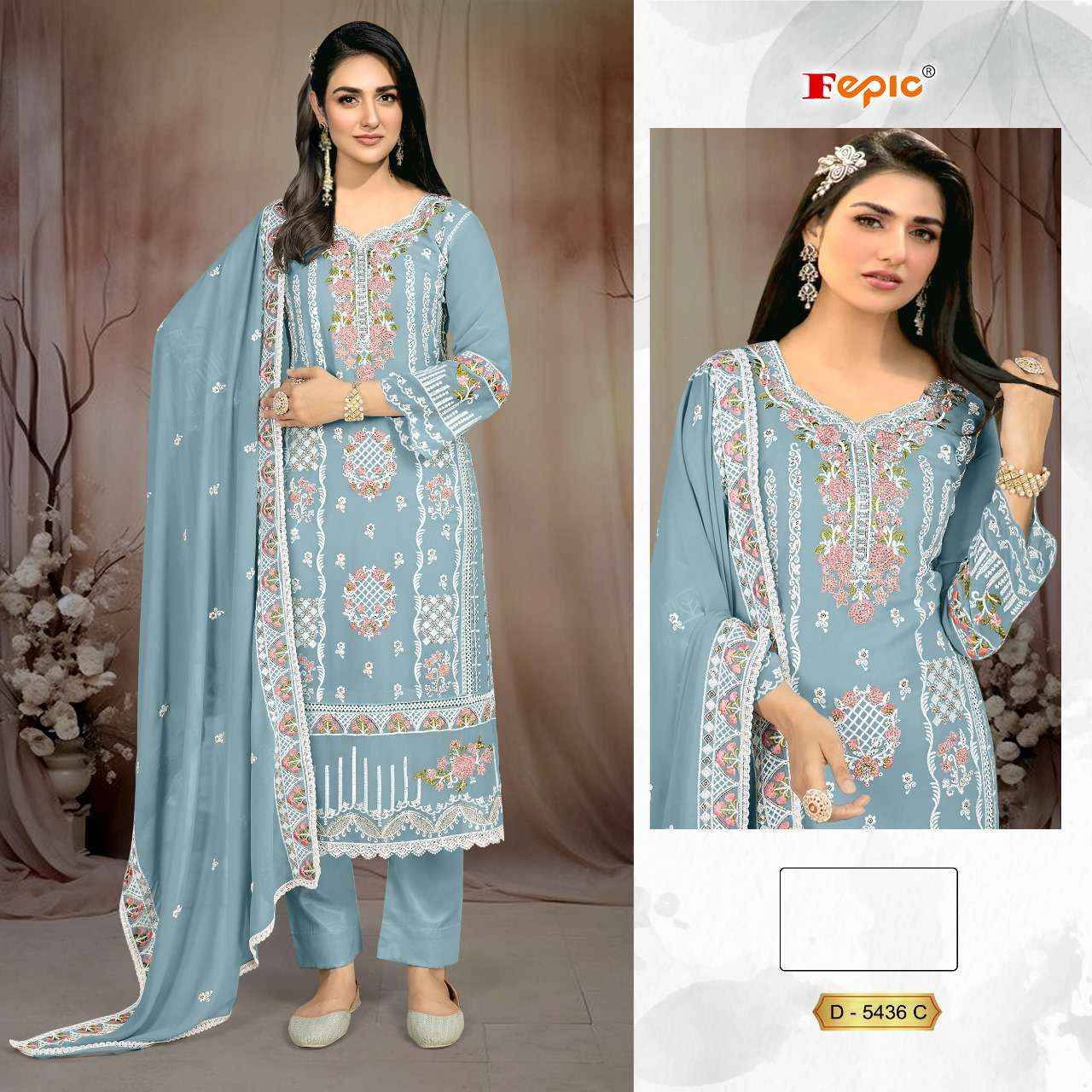 FEPIC ROSEMEEN C 5436 GEORGETTE EMBROIDERED PAKISTANI SUIT WHOLESALE PRICE ( 4 PCS CATALOG )