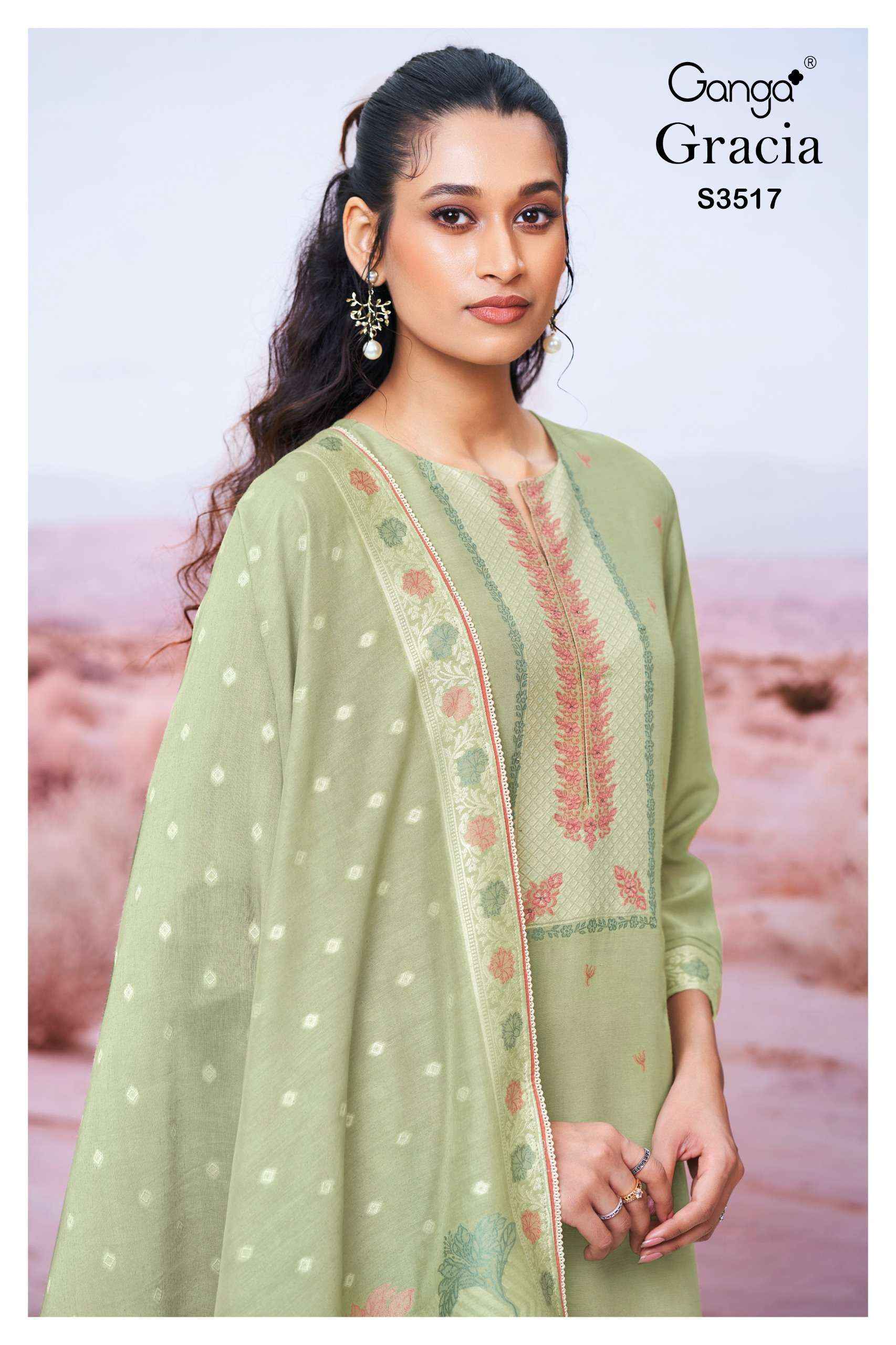Ganga Fashion Cracia 3517 Premium Designs Silk Suit Salwar Kameez Wholesale Rate ( 2 Pcs Catalog )