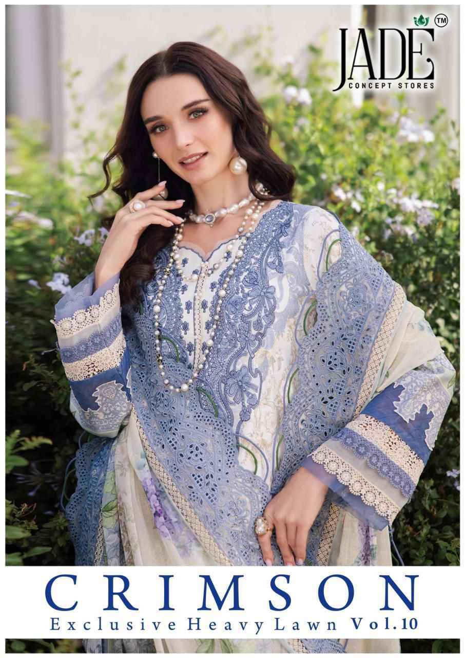 JADE CRIMSON VOL 10 LAWN PAKISTANI DRESS MATERIAL AT WHOLESALE PRICE ( 6 PCS CATALOG )