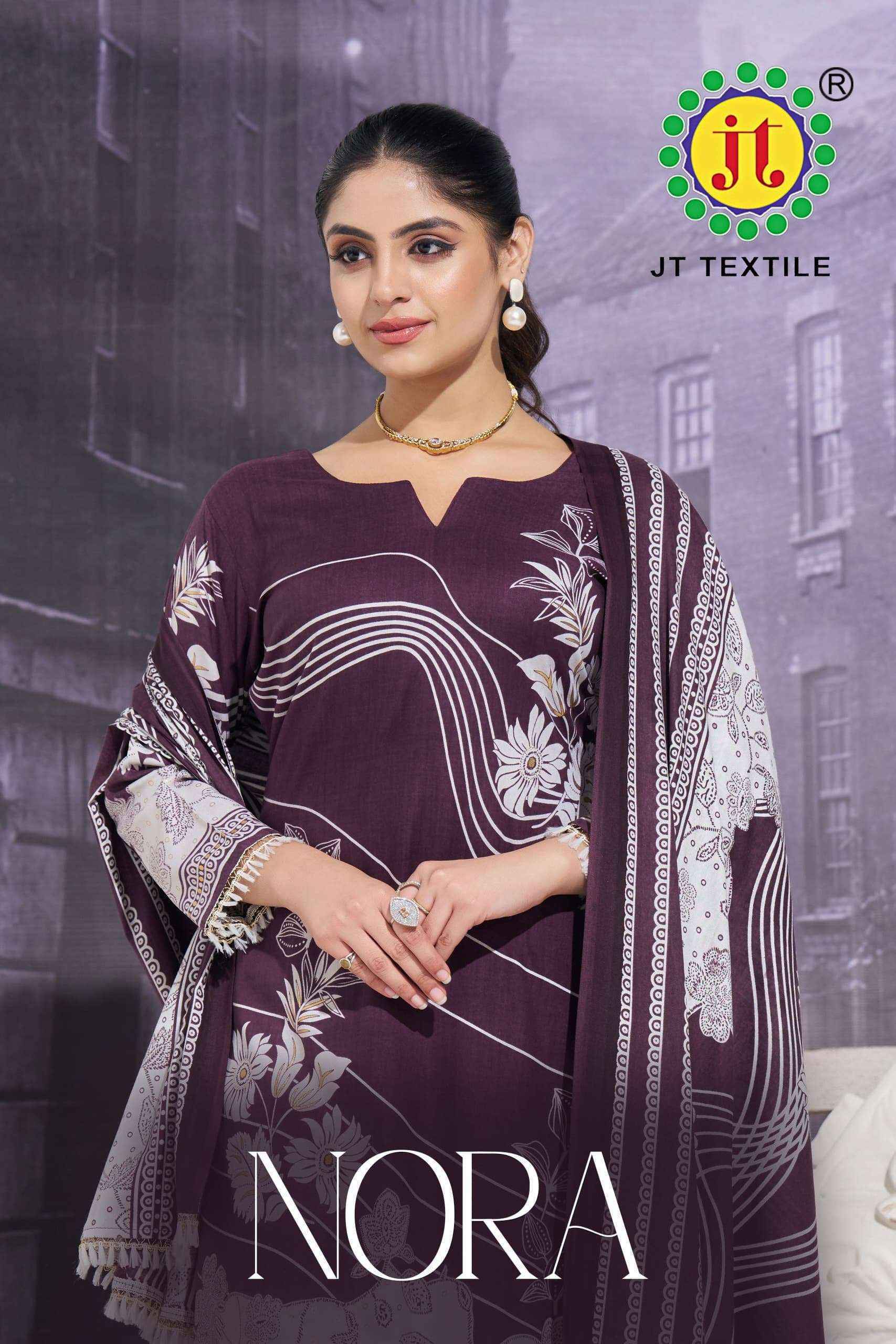 Jt Nora Rayon Dress Material Wholesale Surat ( 5 pcs Catalogue )