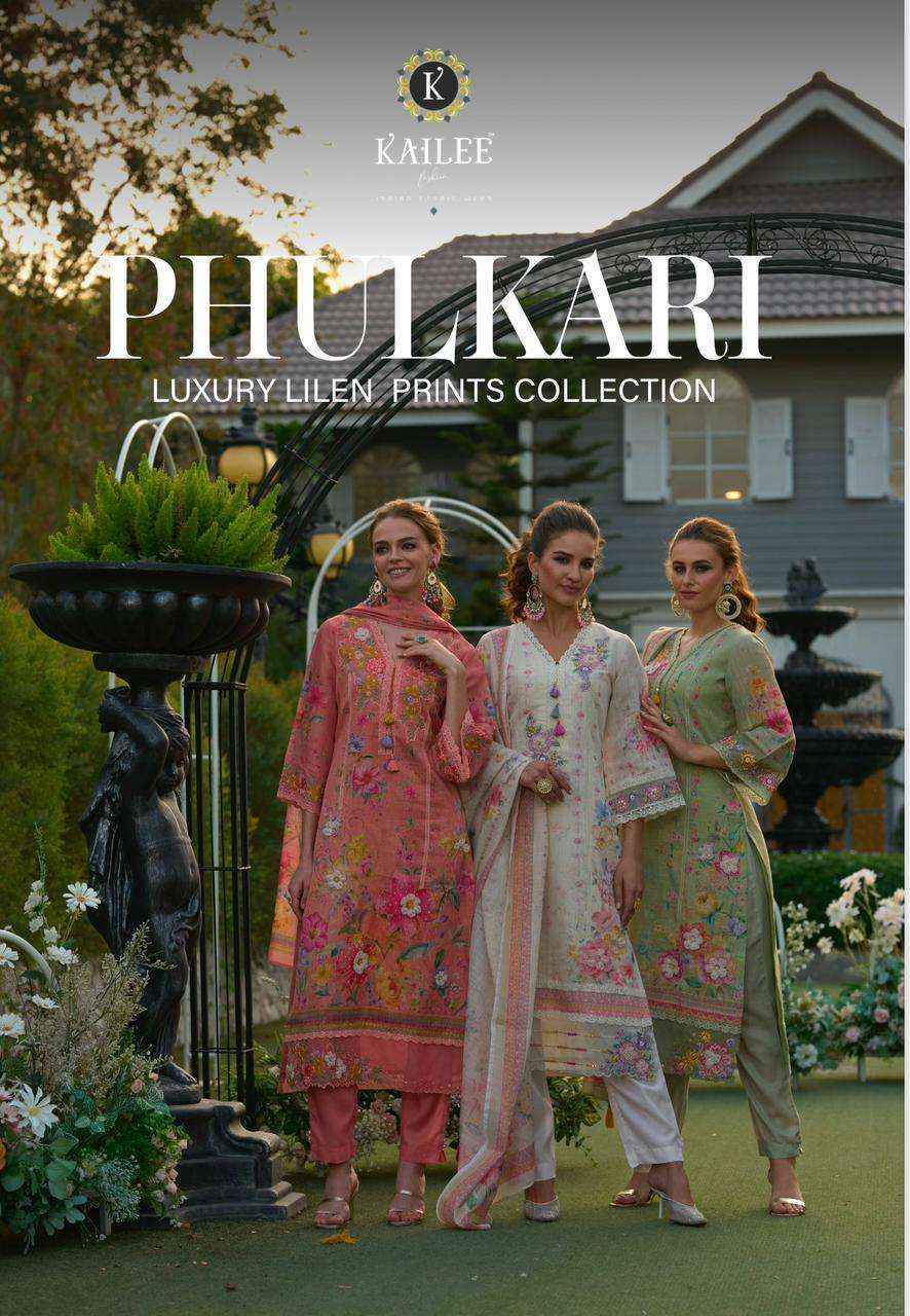 Kailee Fashion Phulkari Linen Cotton Kurti Combo Set Wholesale Price ( 3 Pcs Catalog )