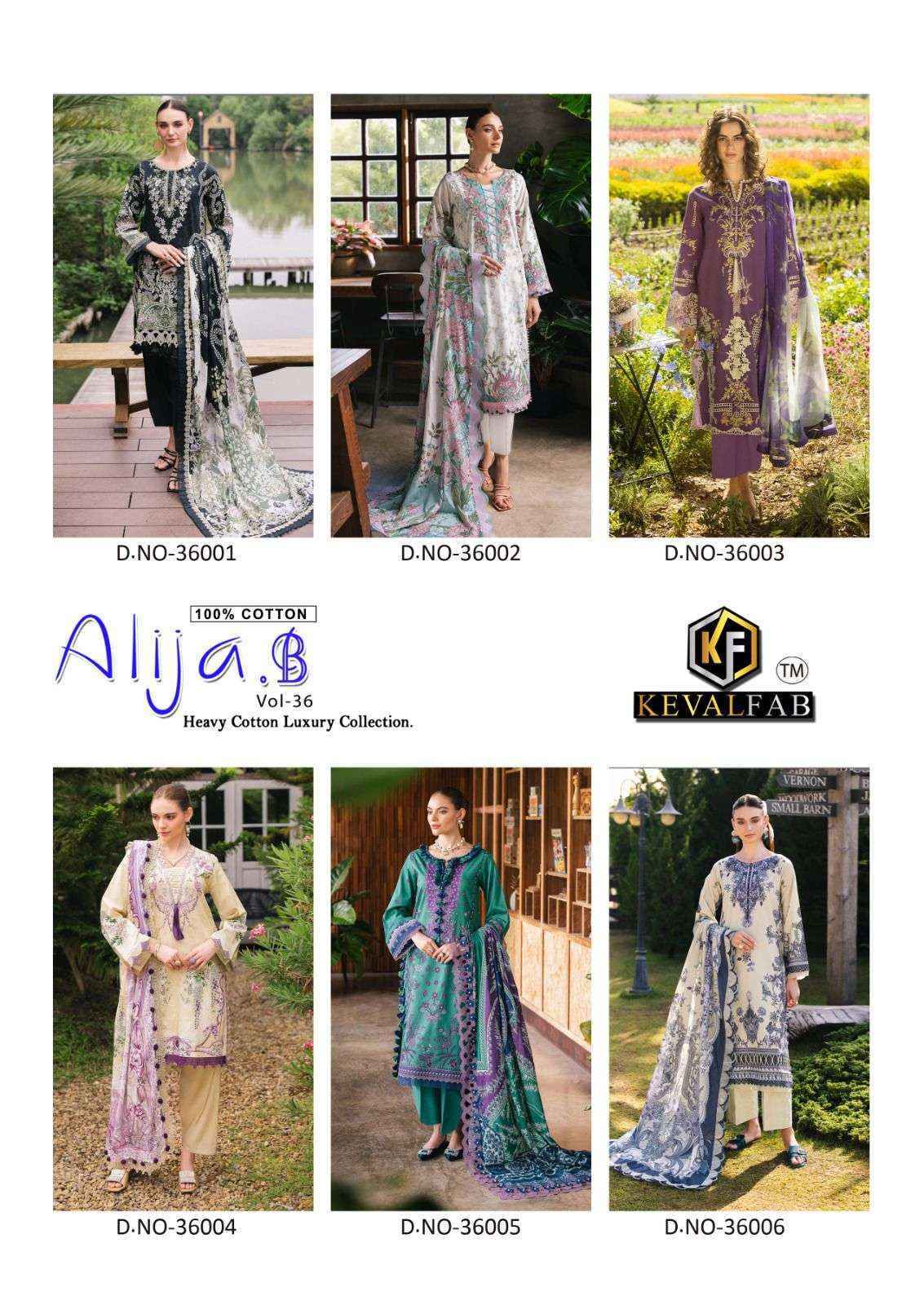 Keval Fab Alija B Vol 36 Cotton Pakistani Dress Material Online Shopping ( 6 pcs Catalogue )