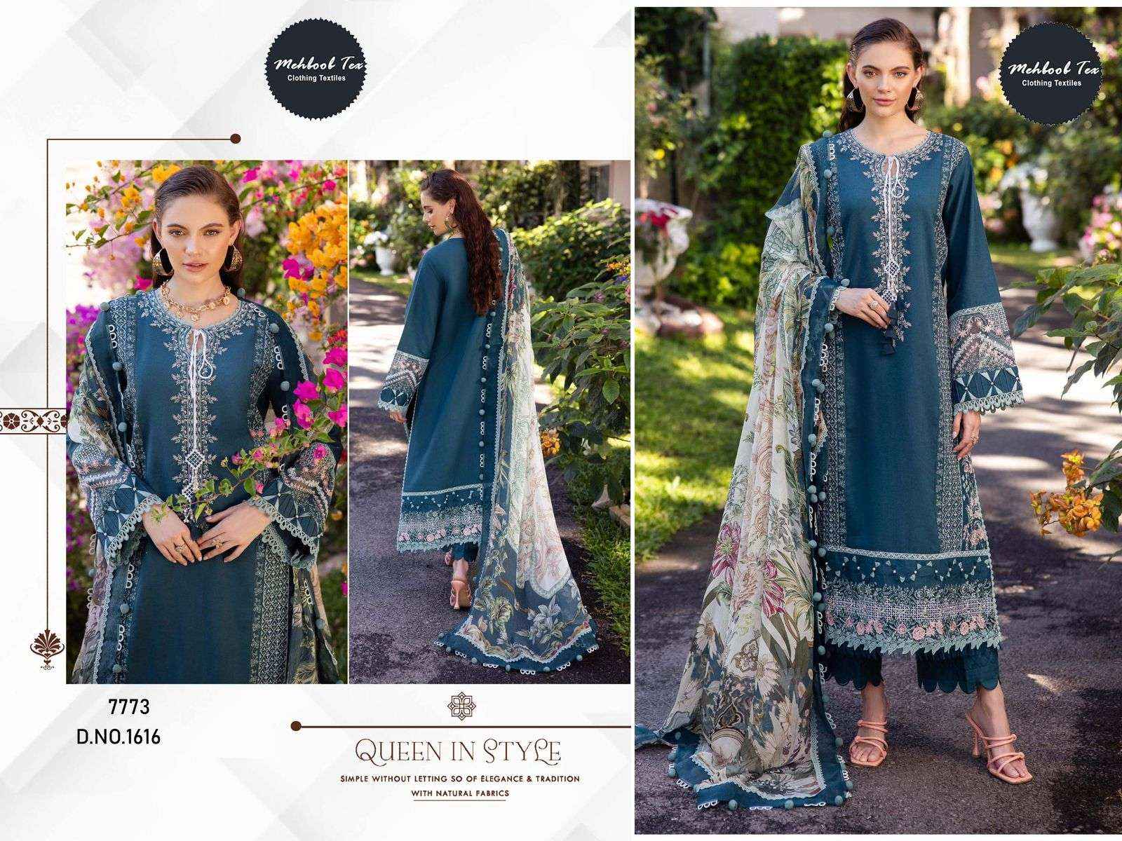 MEHBOOB TEX DESIGN NO - 1616 PURE COTTON HEAVY EMBROIDERED PAKISTANI SALWAR SUIT WHOLESALE RATE ( 1 PCS CATALOG )