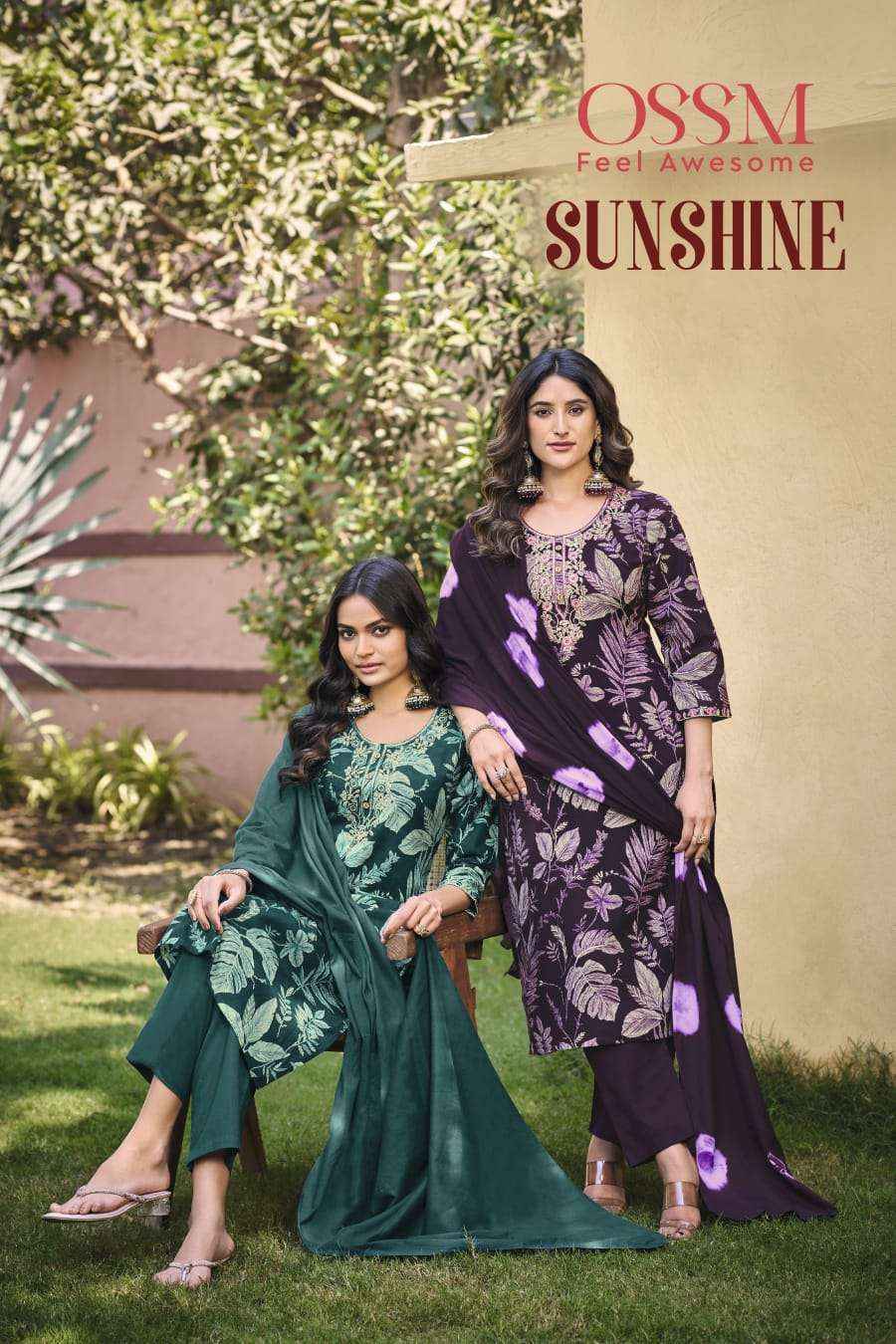 OSSM SUNSHINE COTTON PRINT FANCY WORK LADIES KURTI COMBO SET WHOLESALE RATE (6 PCS CATALOG )