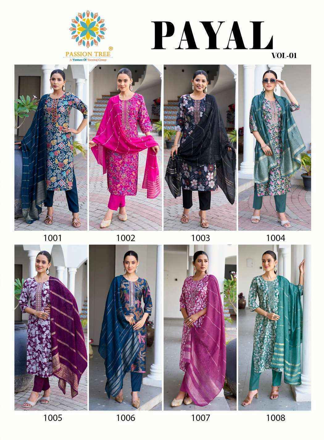 Passion Tree Payal Vol 1 Silk Kurti Combo Set Wholesale Rate ( 8 Pcs Catalog )