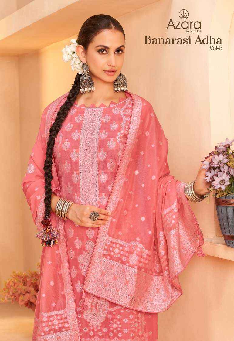 Radhika Fashion Azara Banarashi Adah Vol 5 Cotton Jacquard Dress Material Wholesale Catalog Surat ( 6 pcs Catalogue )