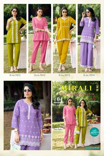 Rangoon Mirali Viscose Rayon Co Ord Set Wholesale Surat Market ( 4 pcs Catalogue )