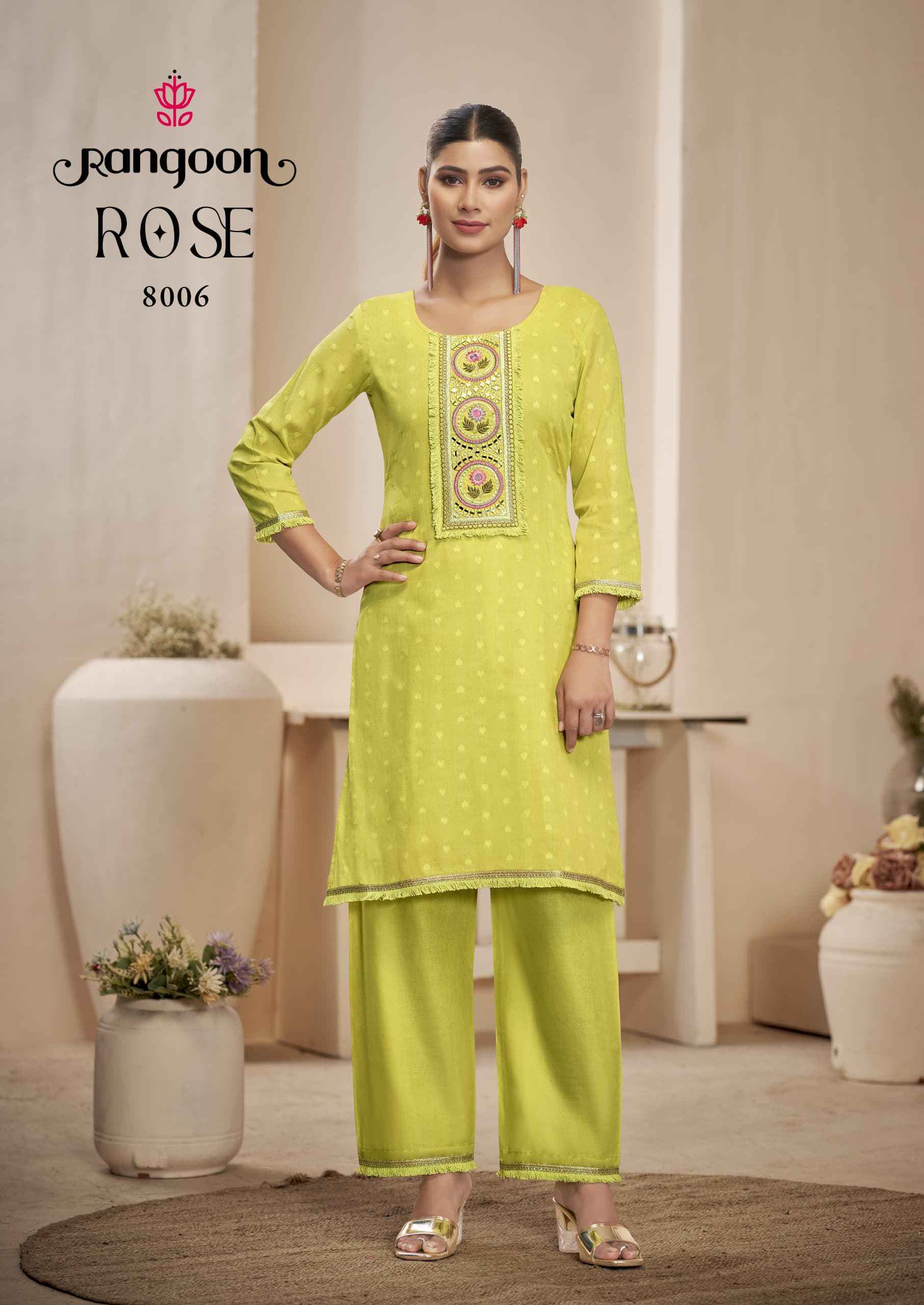 Rangoon Rose Cotton Kurti With Bottom Wholesale Rate ( 6 Pcs Catalog )