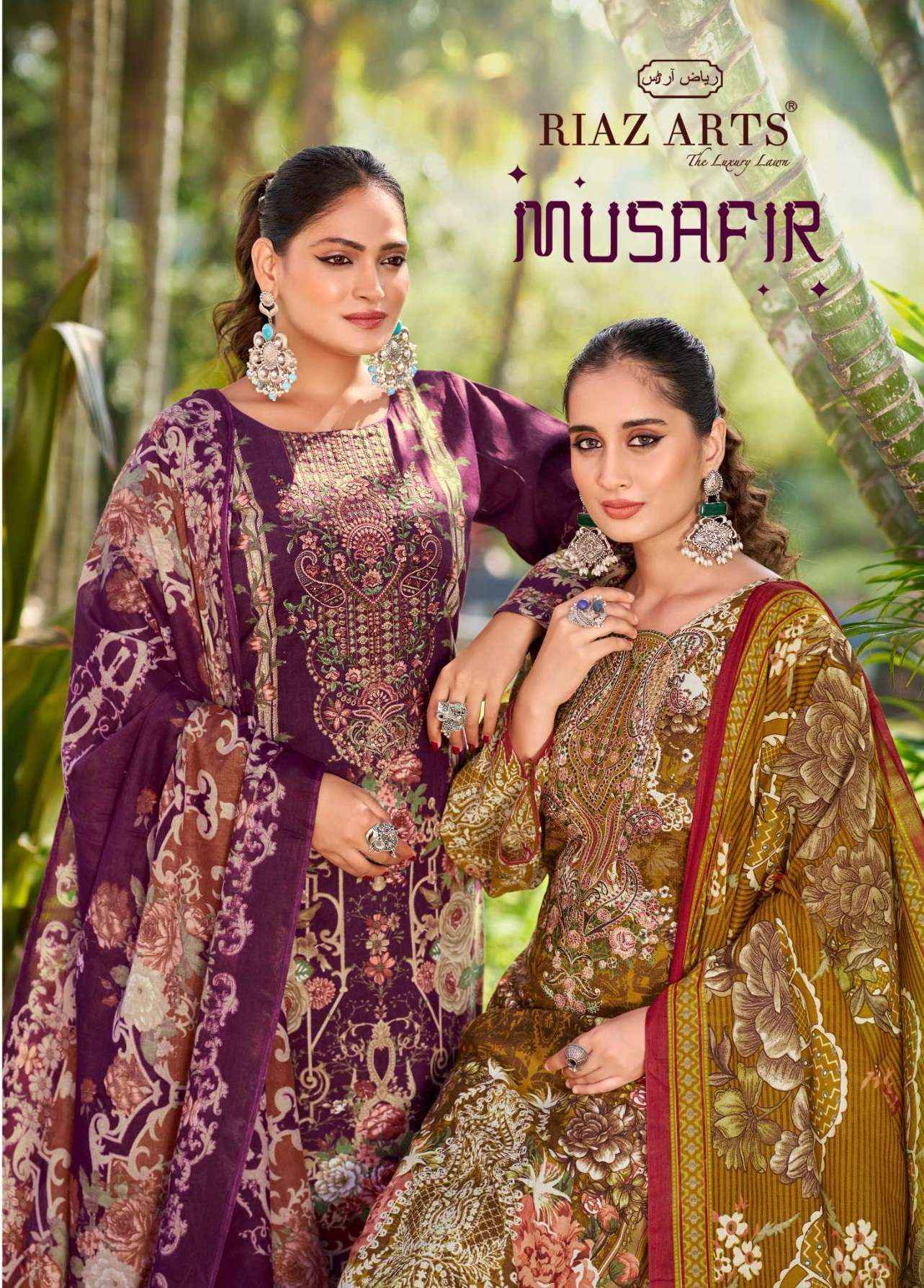 RIAZ ARTS MUSAFIR VOL 24 LAWN COTTON PRINT WITH WORK SUIT WHOLESALE PRICE ( 6 PCS CATALOG )