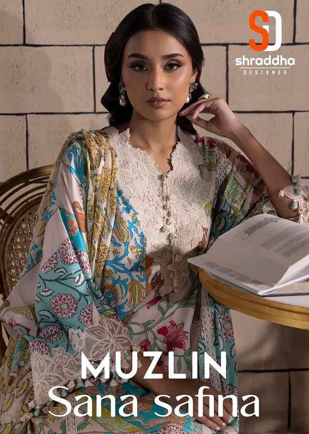 Shraddha Designer Muzlin Sana Safinaz Lawn Cotton Dress Material ( 8 pcs Catalogue )