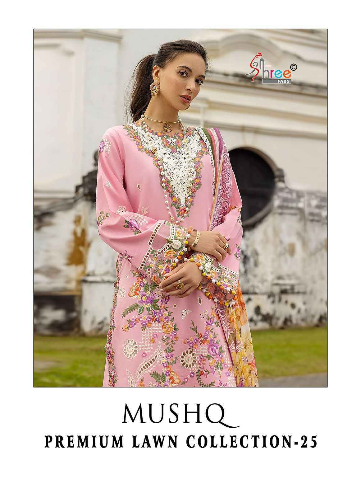 Shree Fabs Mushq 25 Lawn Cotton Dress Material Surat Wholesale Market ( 5 pcs Catalogue )