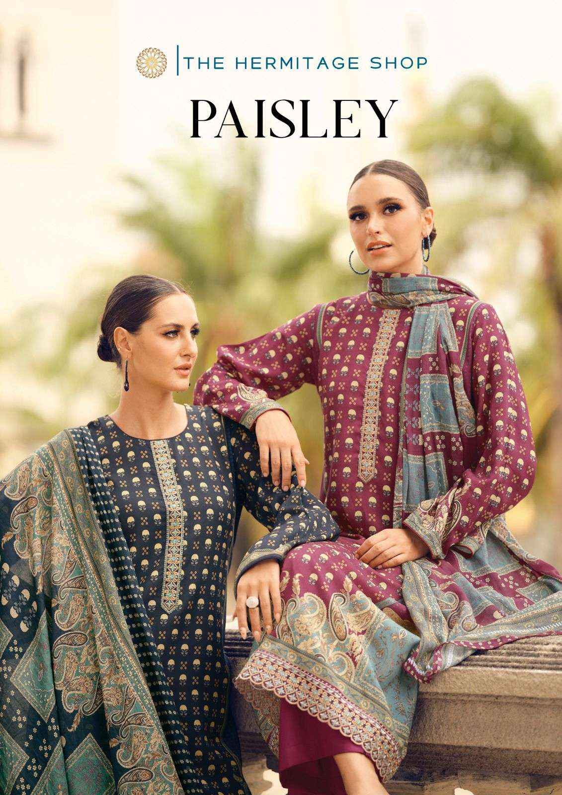 THE HERMITAGE SHOP PAISELY VISCOSE FANCY EMBROIDERY WORK SUIT ( 6 PCS CATALOGUE )