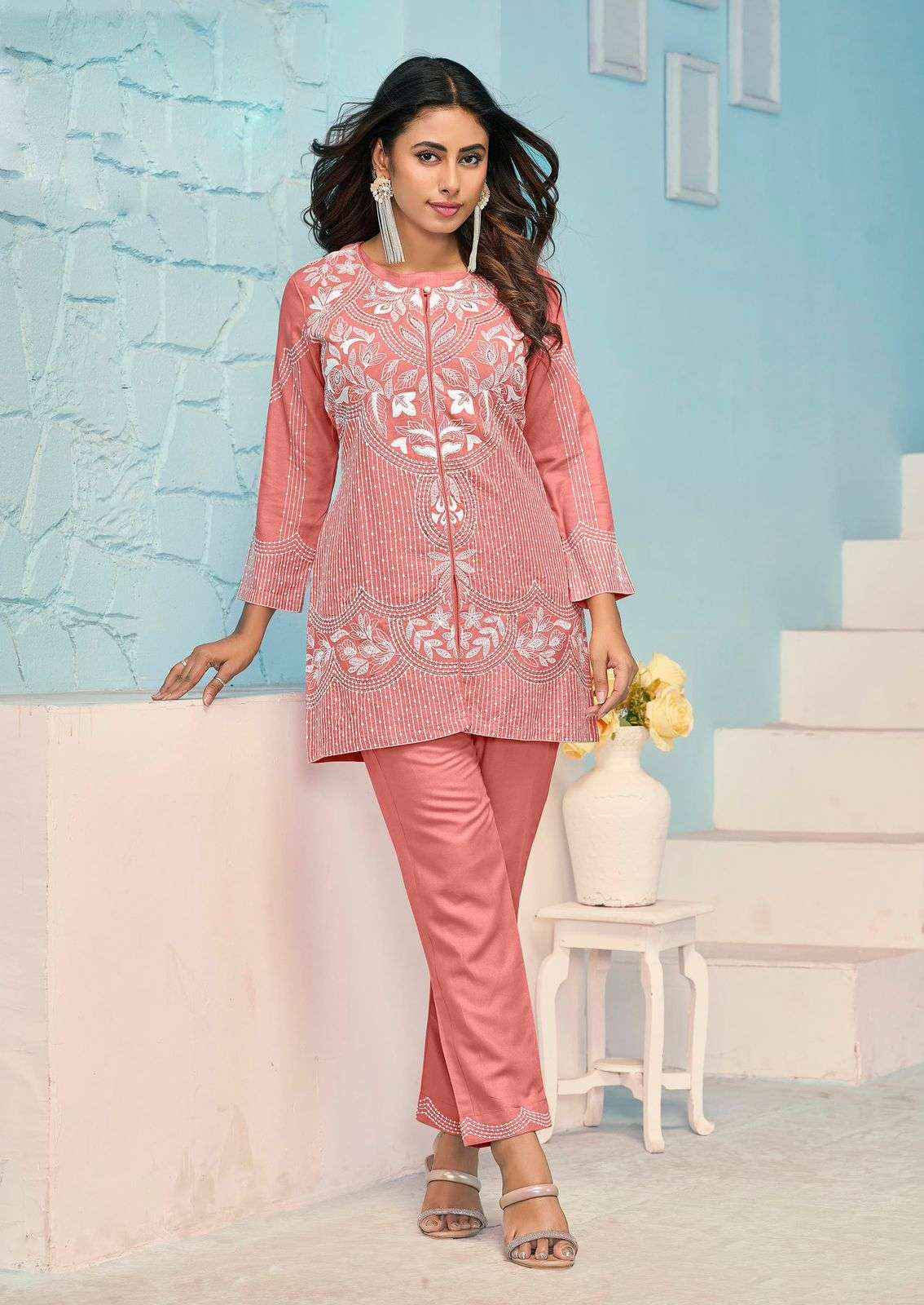 VAMIKA NX VEERA VOL 3 RAYON WORKS LADIES TOP WITH PANT SET WHOLESALE PRICE ( 5 PCS CATALOG )